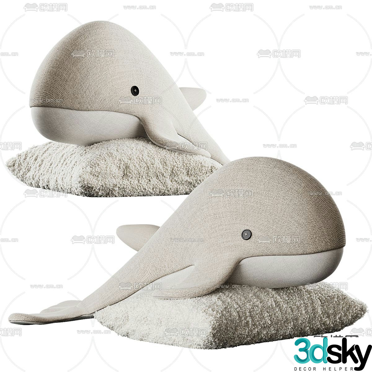 Whale toy doll rag doll pillow 3d model