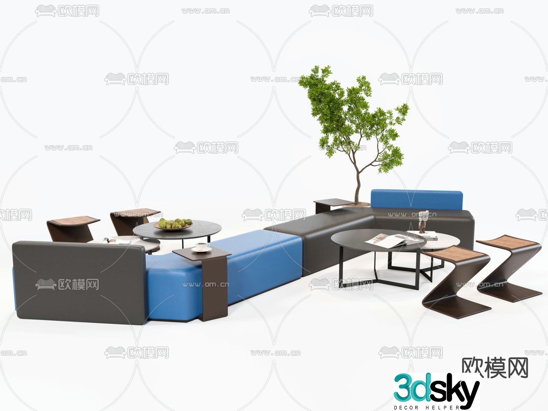 Office sofa lobby sofa special-shaped sofa 3D model