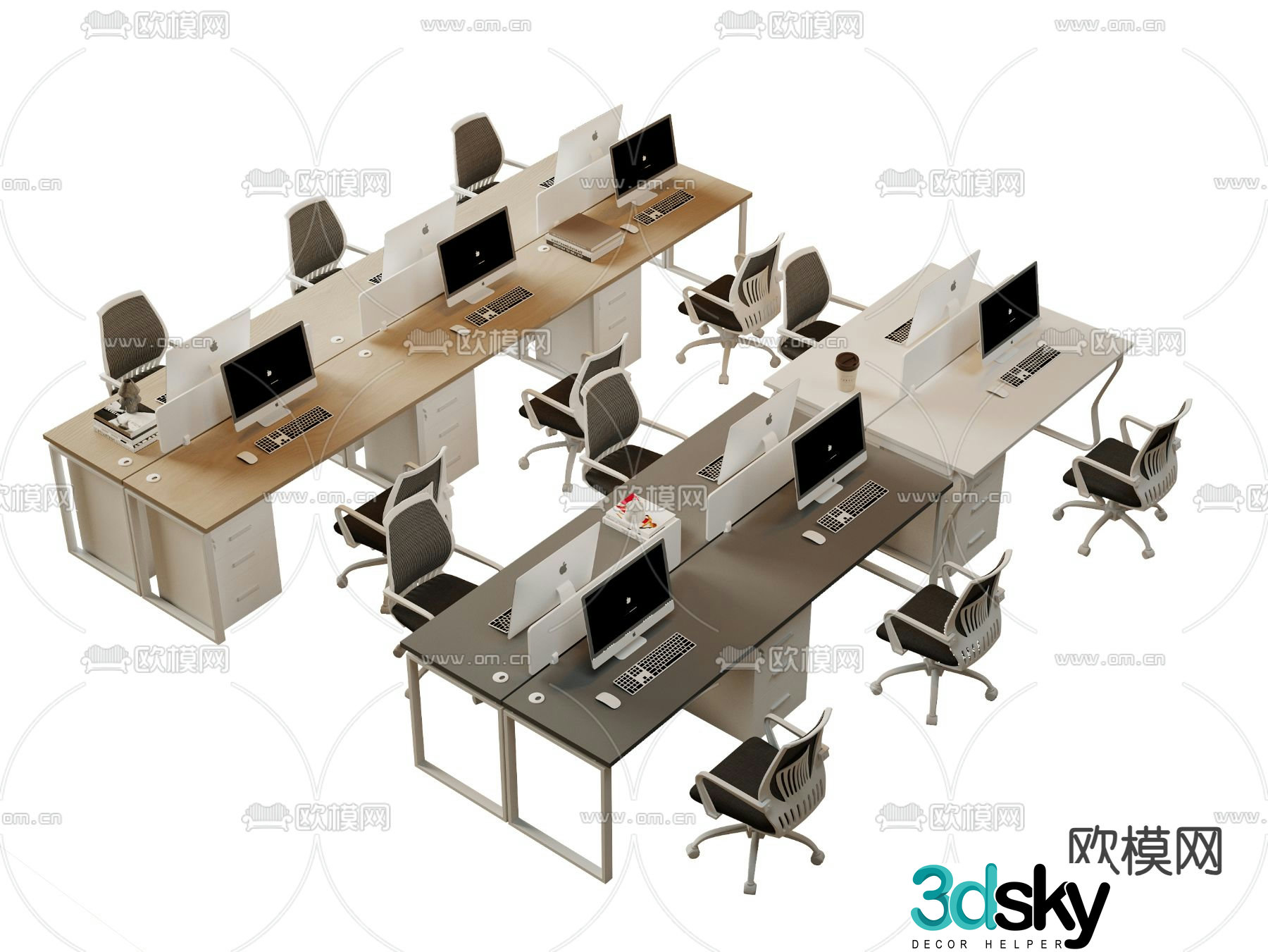 Card space desk workstation 3D model