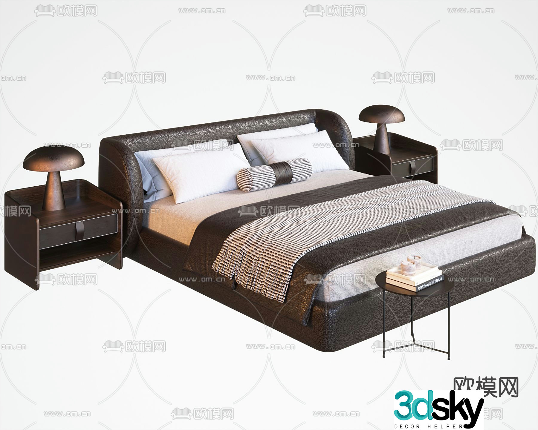 Leather double bed 3d model