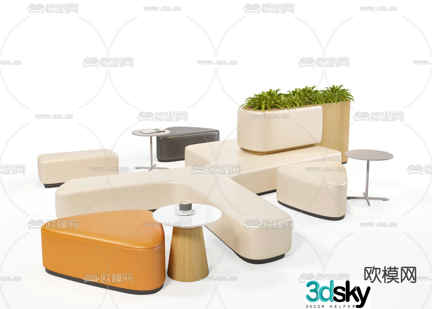 Office sofa lobby sofa public sofa 3d model