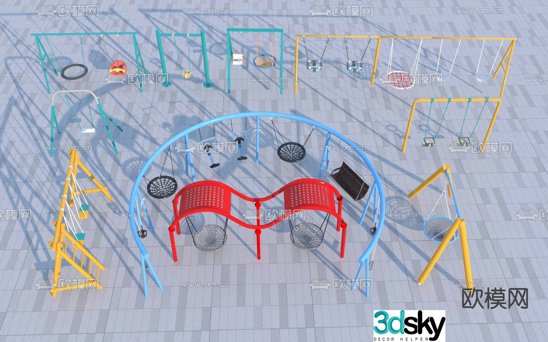 Play equipment children's swing 3d model