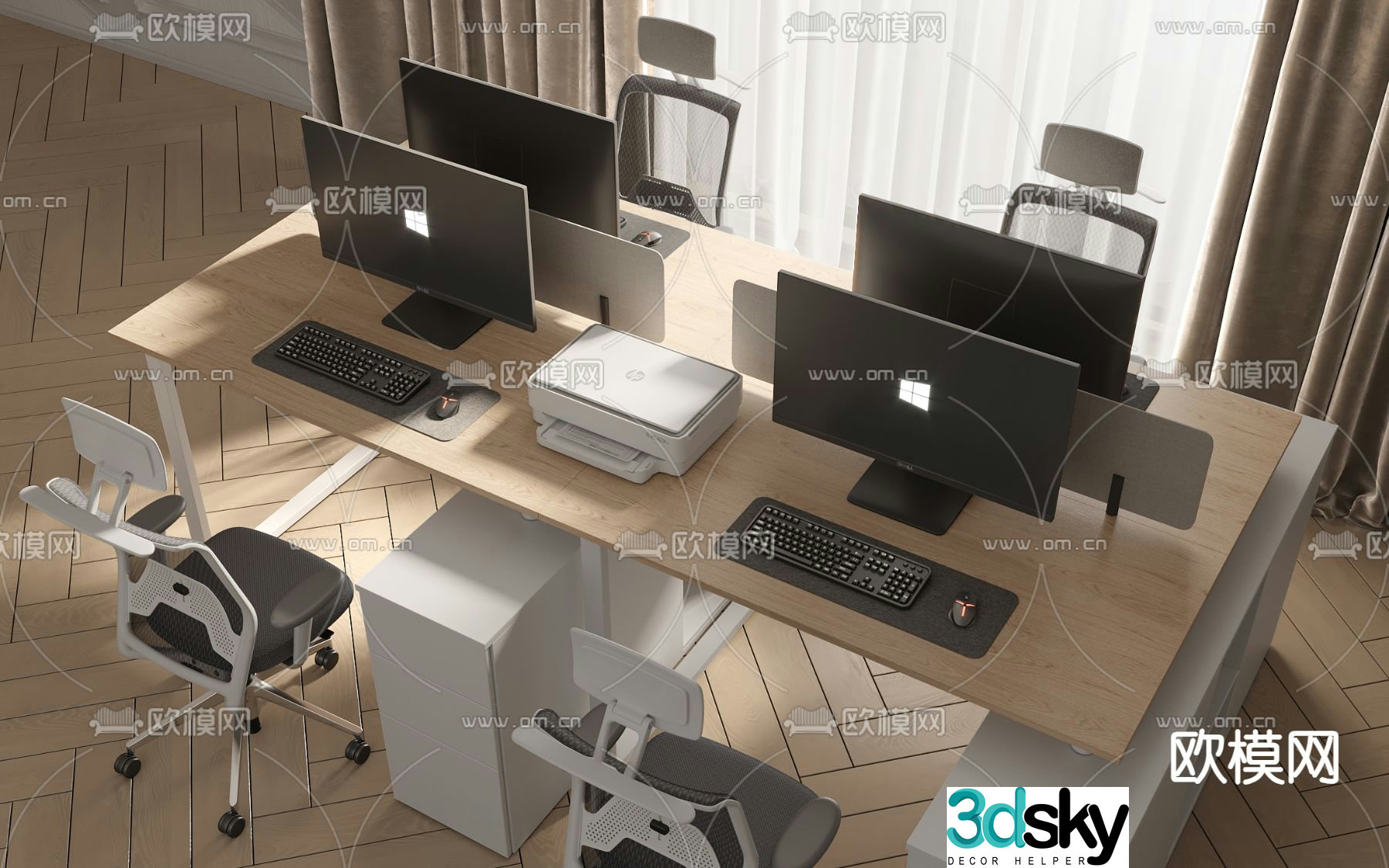 desk post workstation 3d model