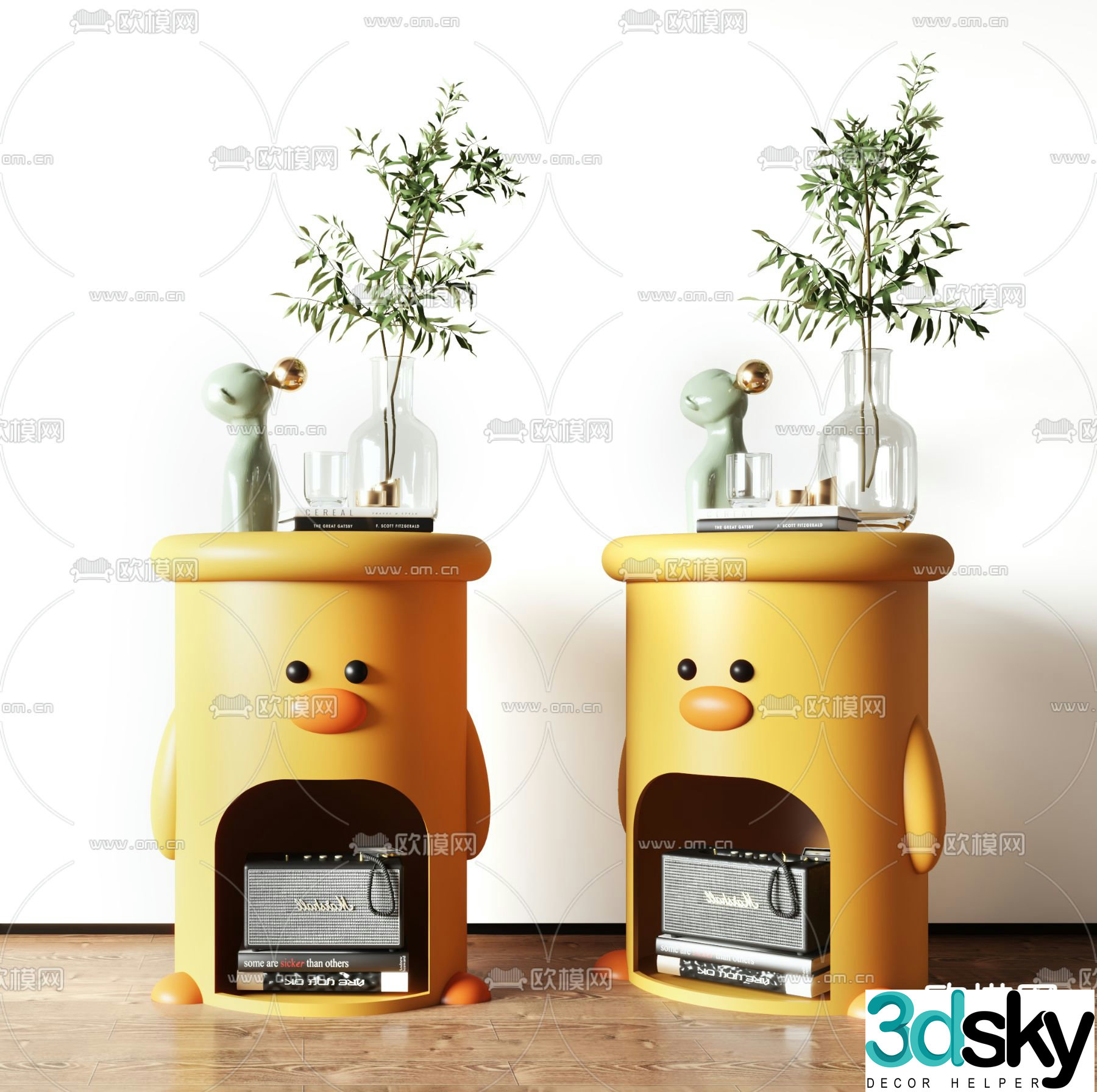 Children’s bedside table cartoon bedside table 3d model