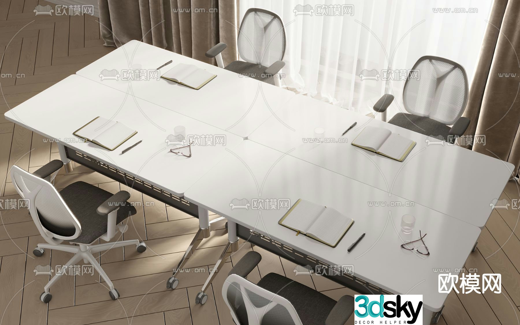 Modern desk work station 3d model