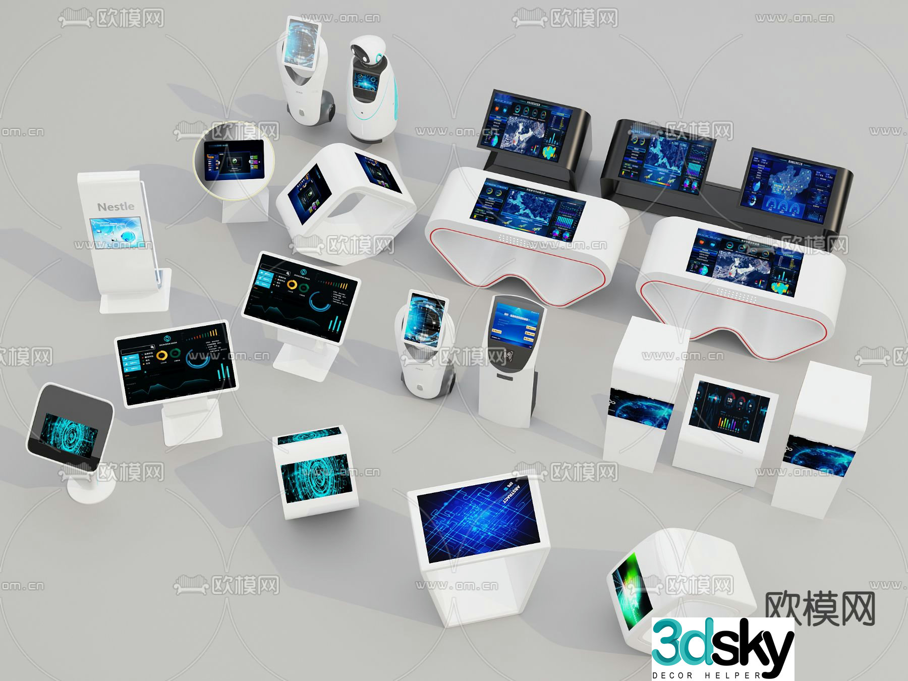 Number calling machine touch all-in-one machine 3D model