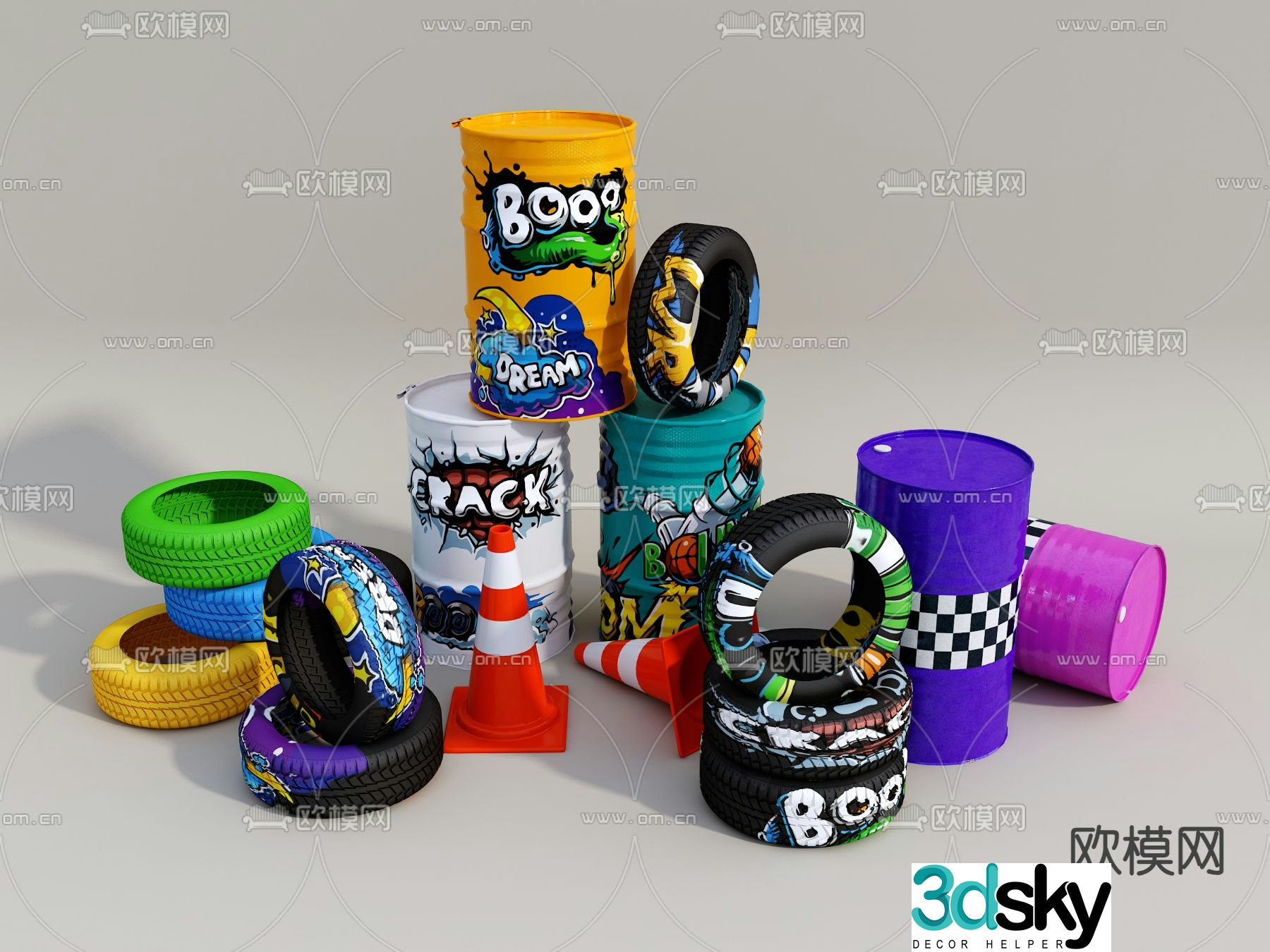 Oil drum tire 3d model