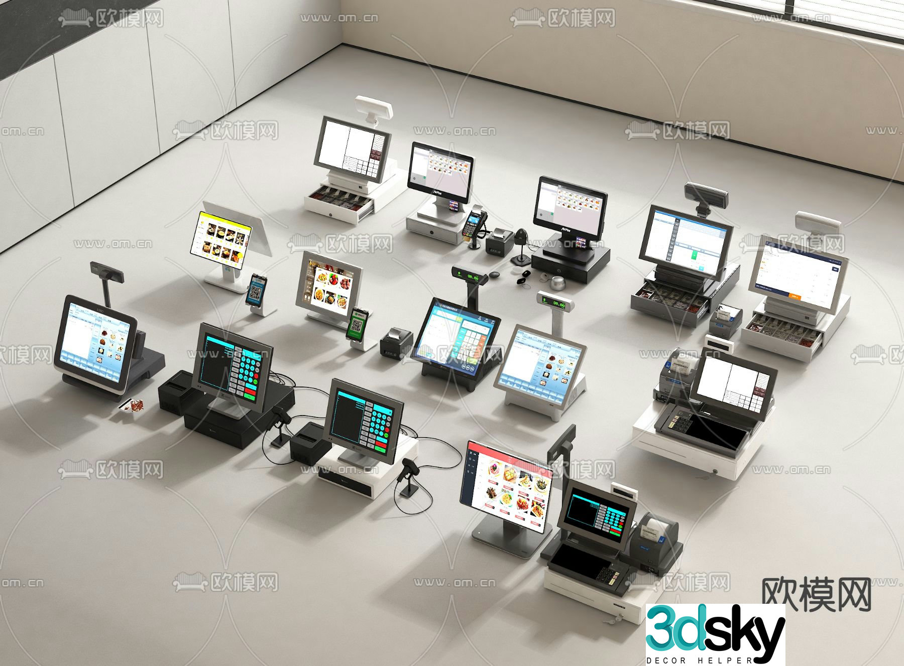 Cash register cashier scanner 3d model