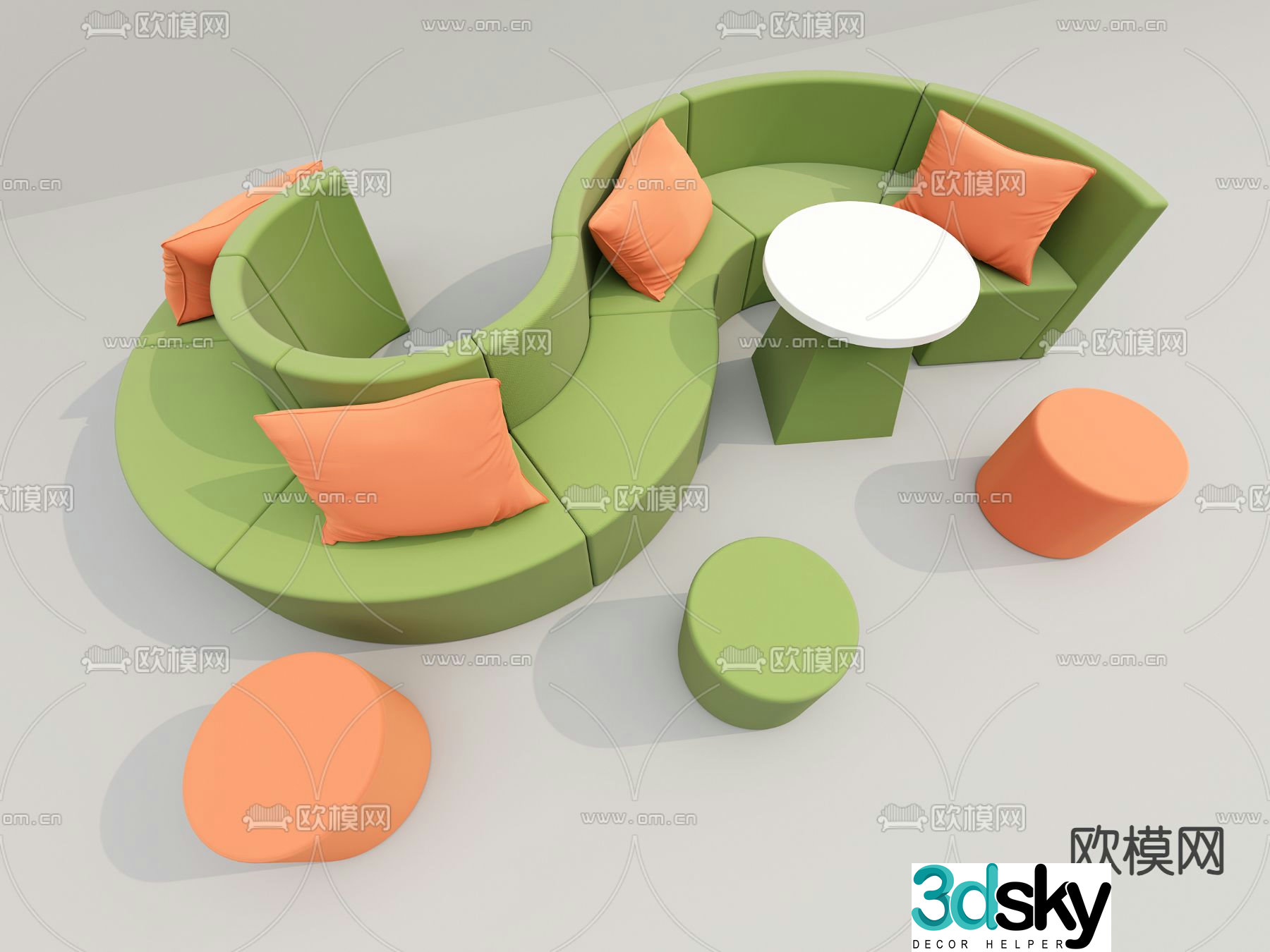 S-shaped lobby sofa special-shaped sofa 3D model