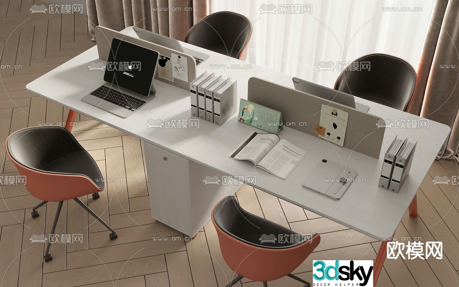 Card space desk work station post 3d model