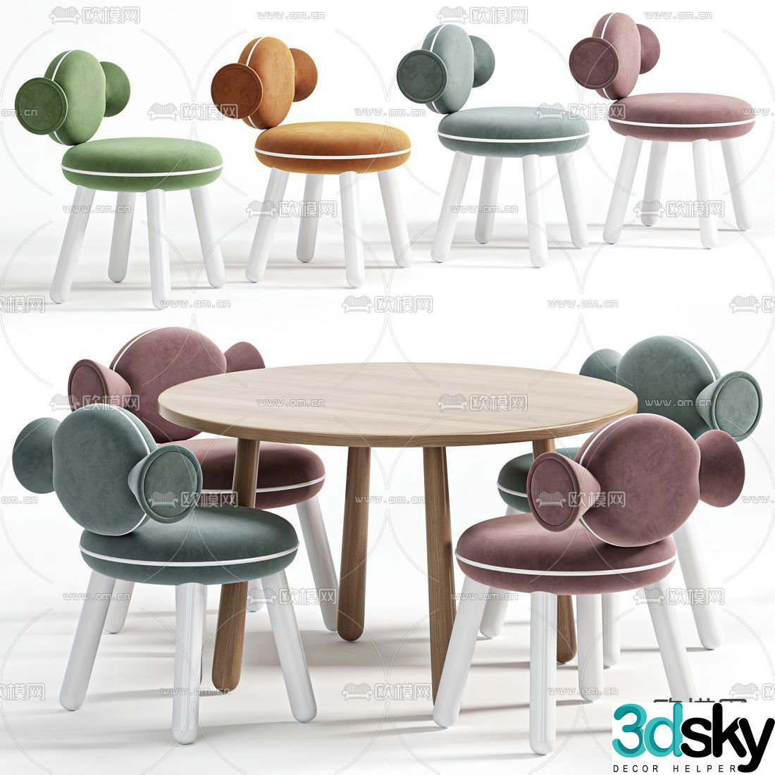 Children’s tables and chairs cartoon tables and chairs 3d model