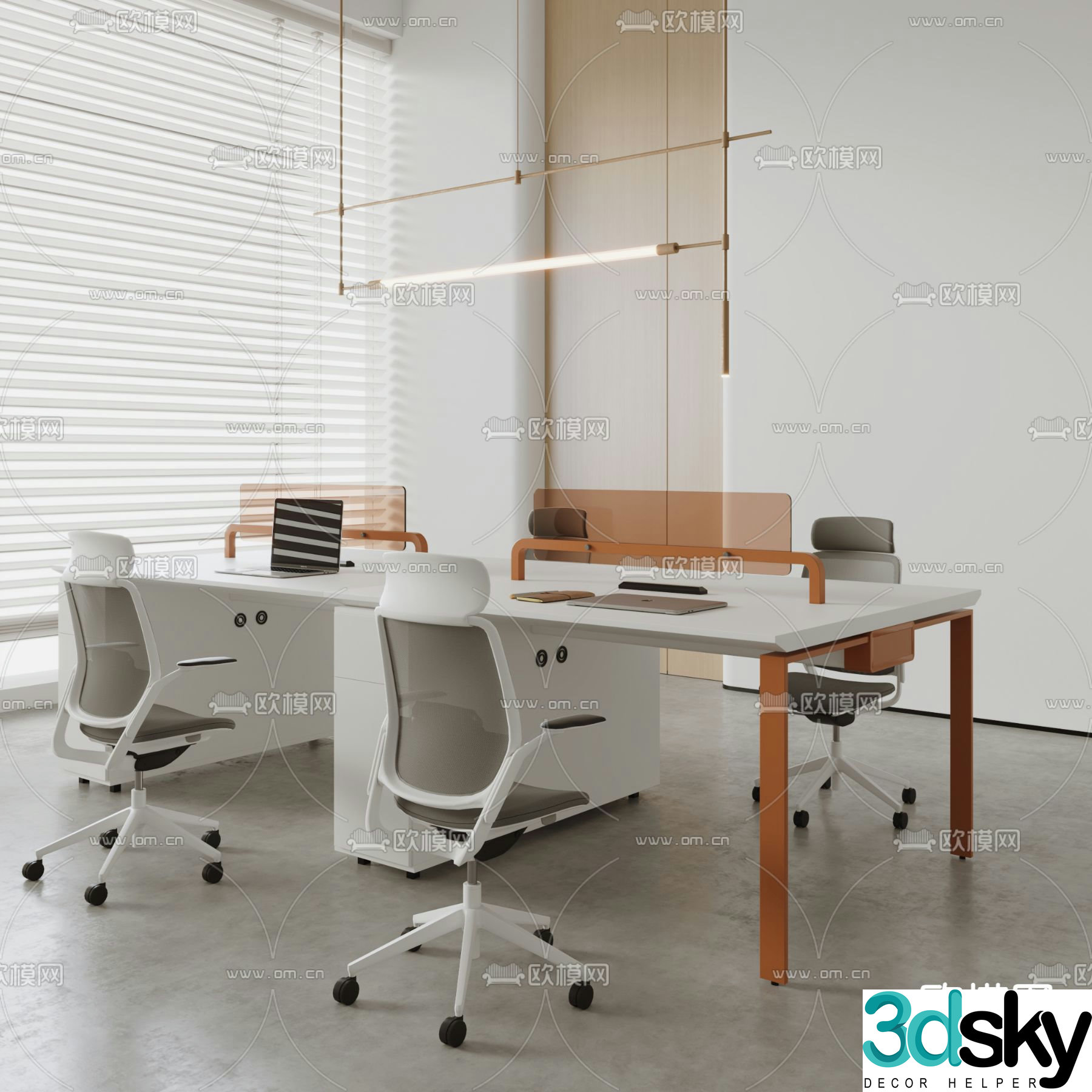 Card space desk work station post 3d model