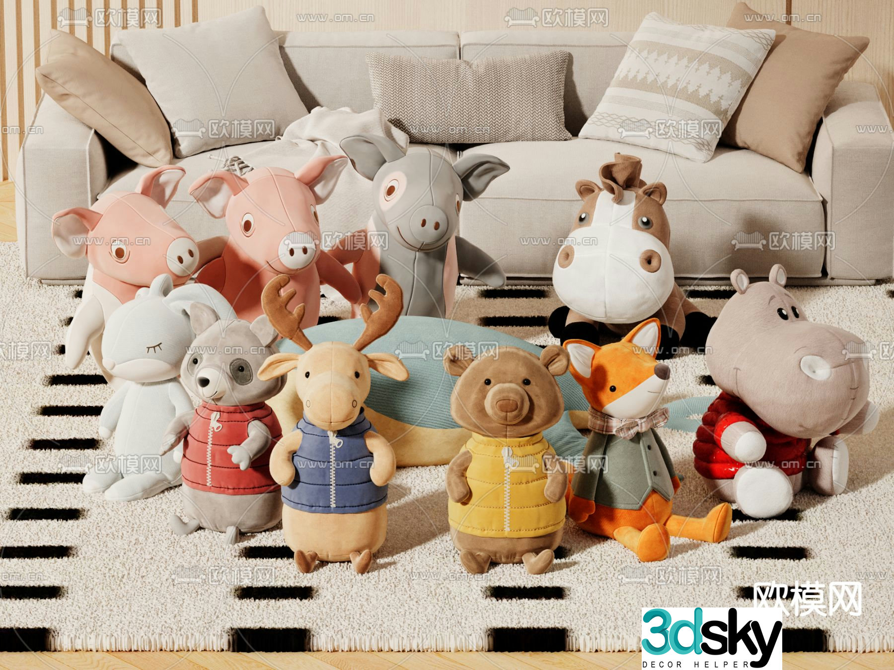 Plush toys animal dolls rag doll 3d model