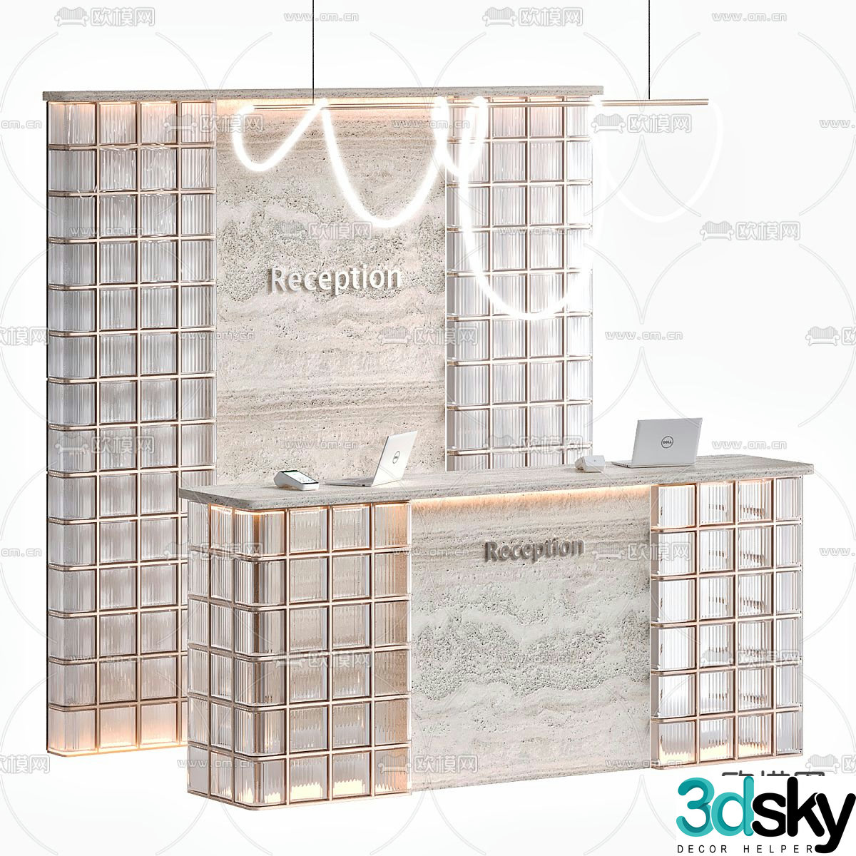 Modern front desk reception desk service desk 3d model