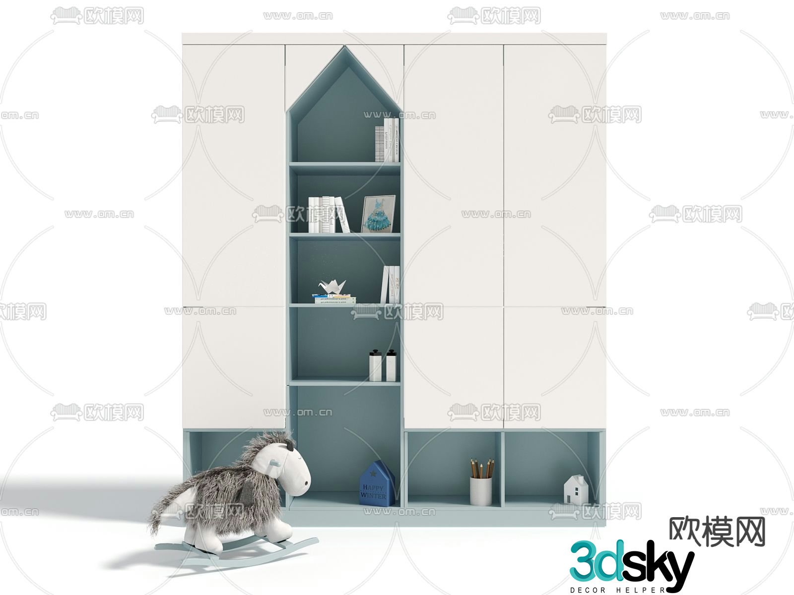 Children’s bookcase locker 3d model