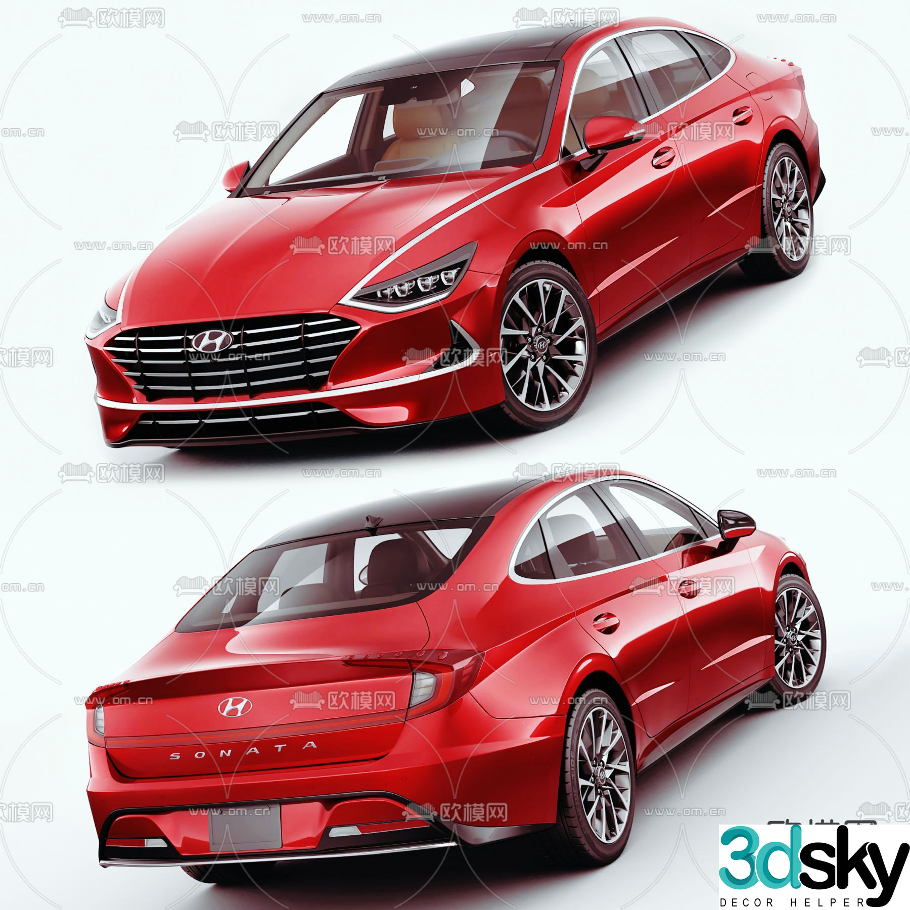 sonata car sedan 3d model