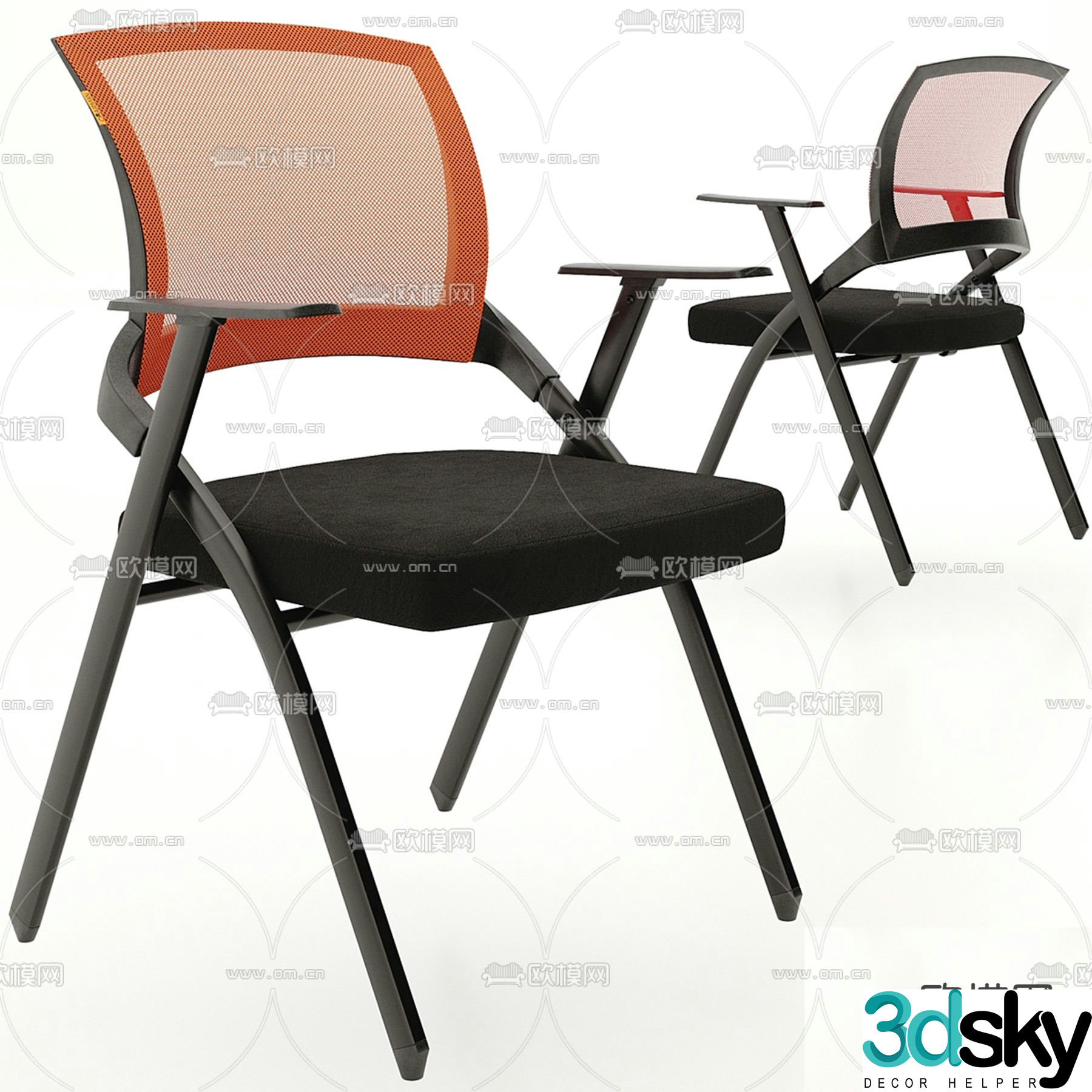 Folding chair conference chair training chair 3d model