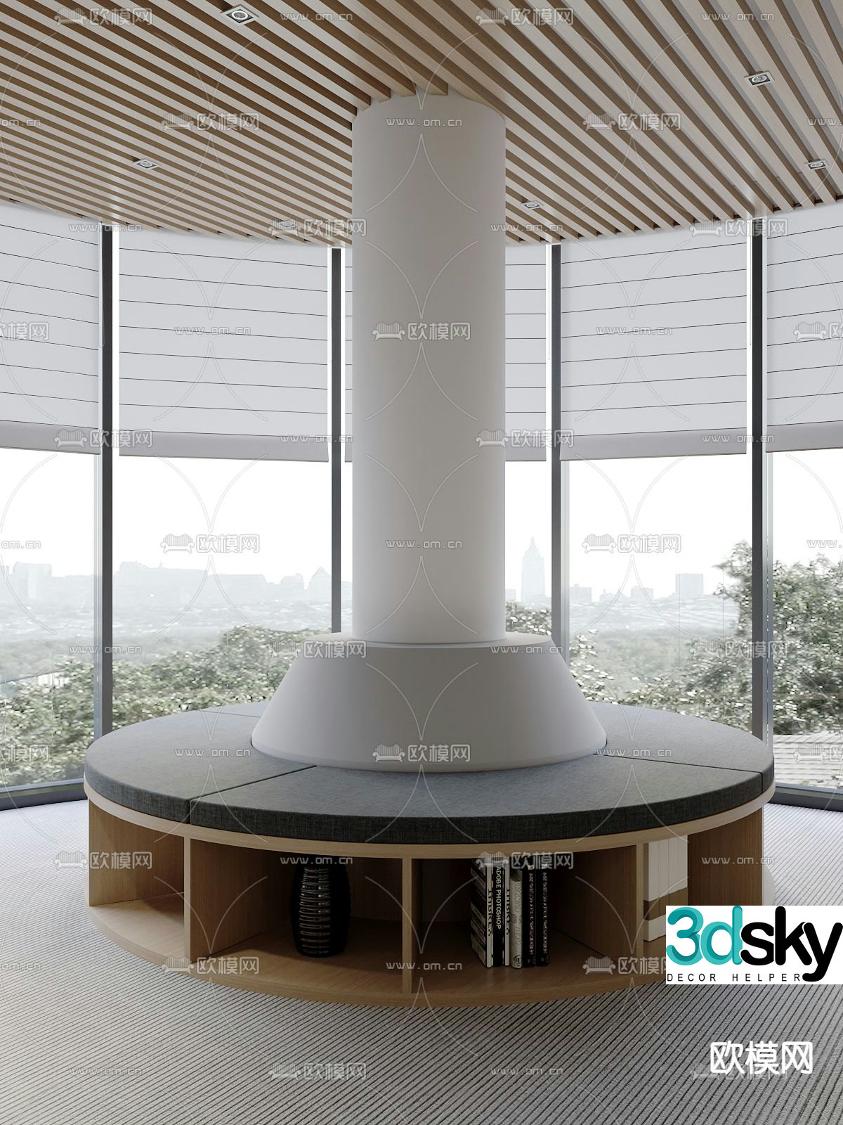 Office sofa circular rest table 3d model