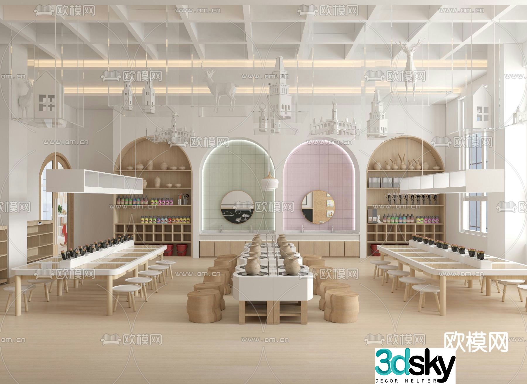 Kindergarten pottery bar art room 3D model