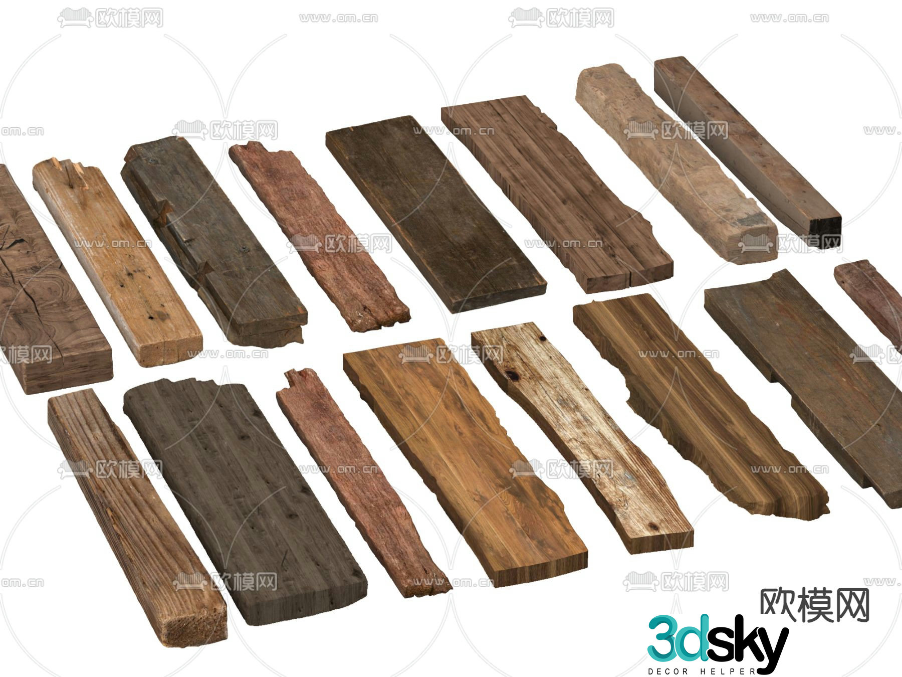 old planks old wood wooden strips door panel 3d model