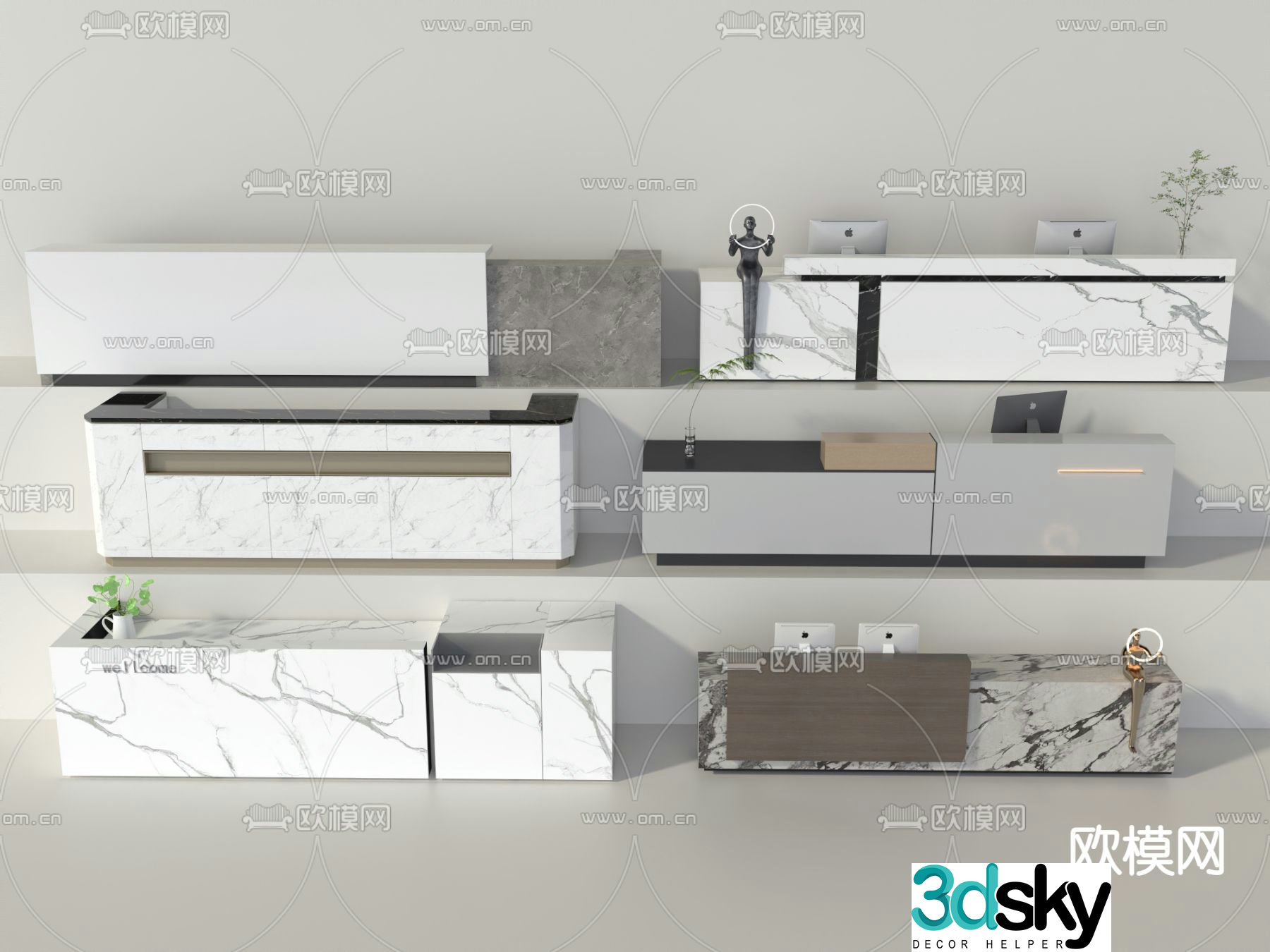Front desk service desk reception desk 3d model