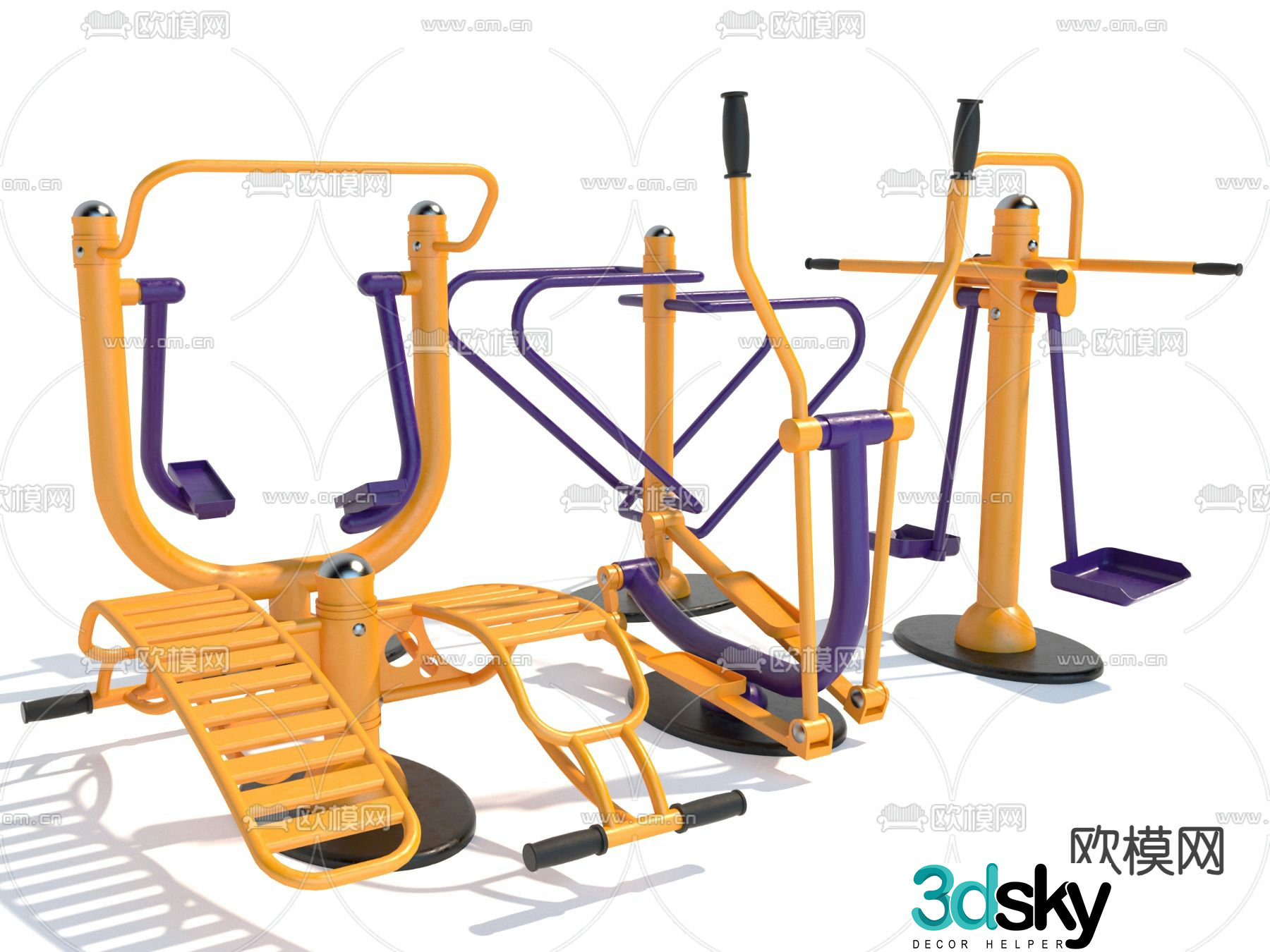Outdoor fitness exercise equipment 3d model