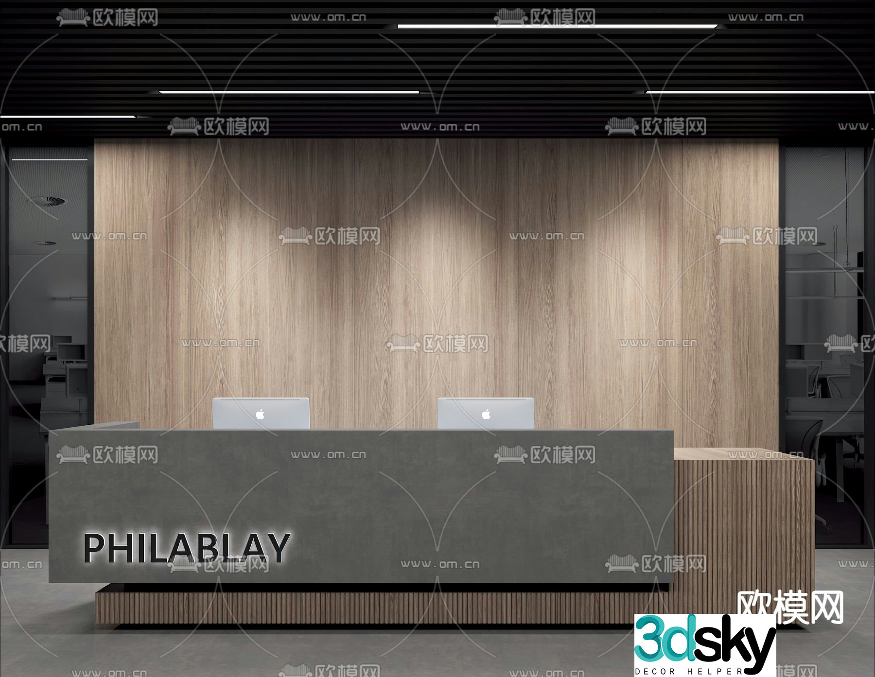 Modern front desk reception desk service desk 3d model