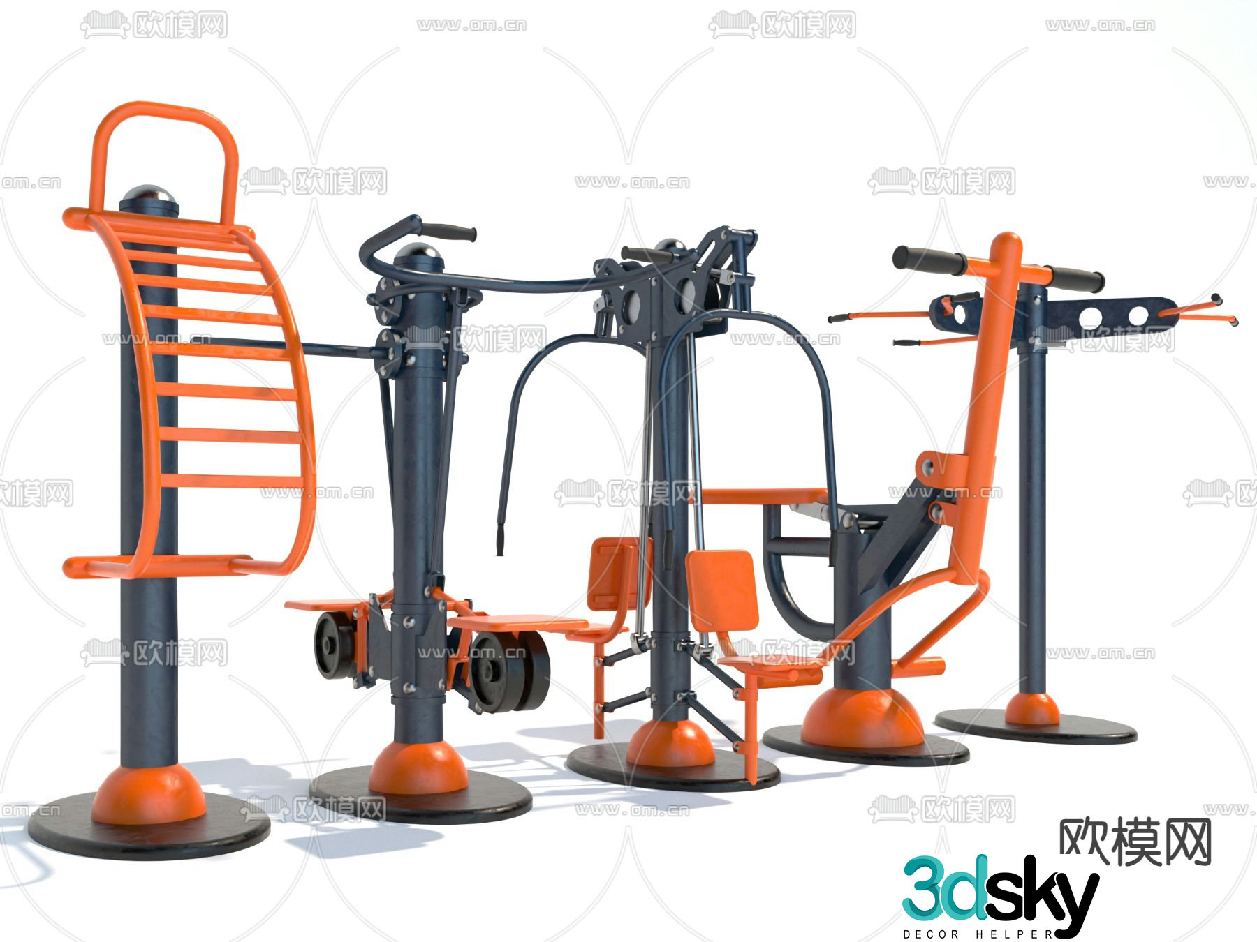 Outdoor fitness exercise equipment 3d model
