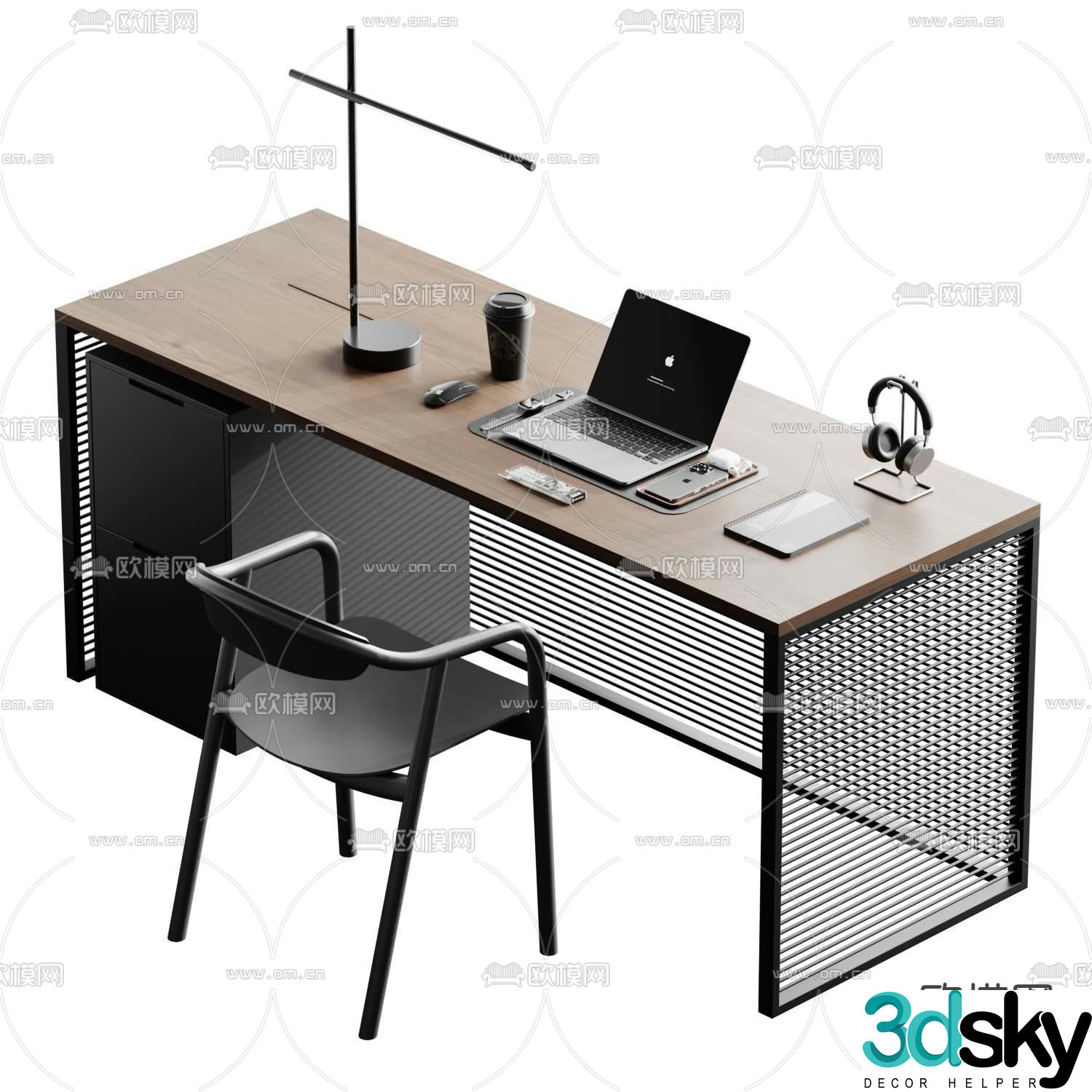 Modern desk desk desk supervisor desk 3d model