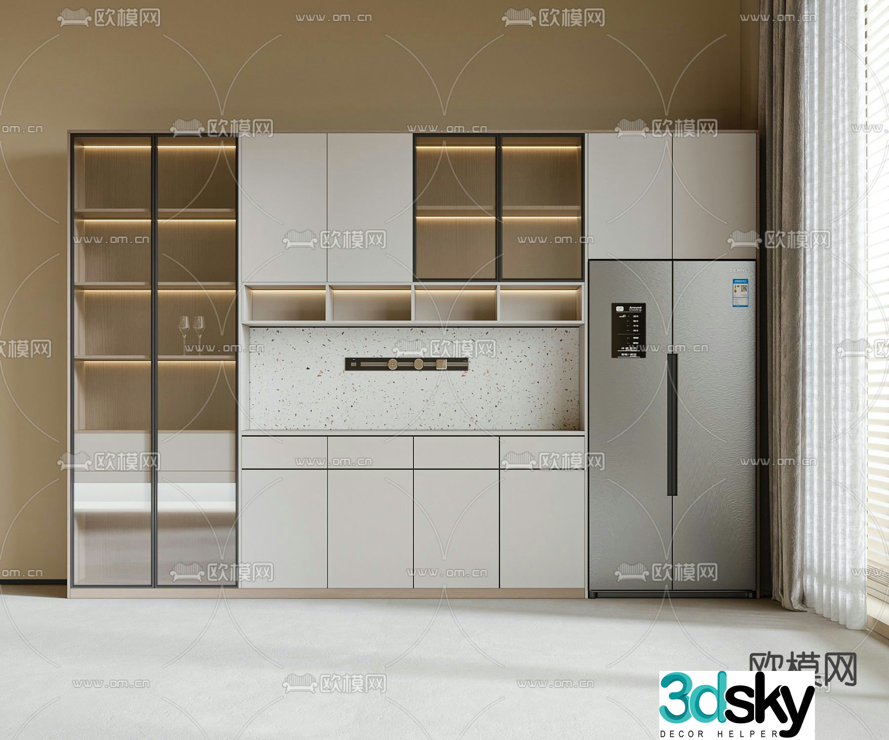 Modern wine cabinet sideboard 3D model