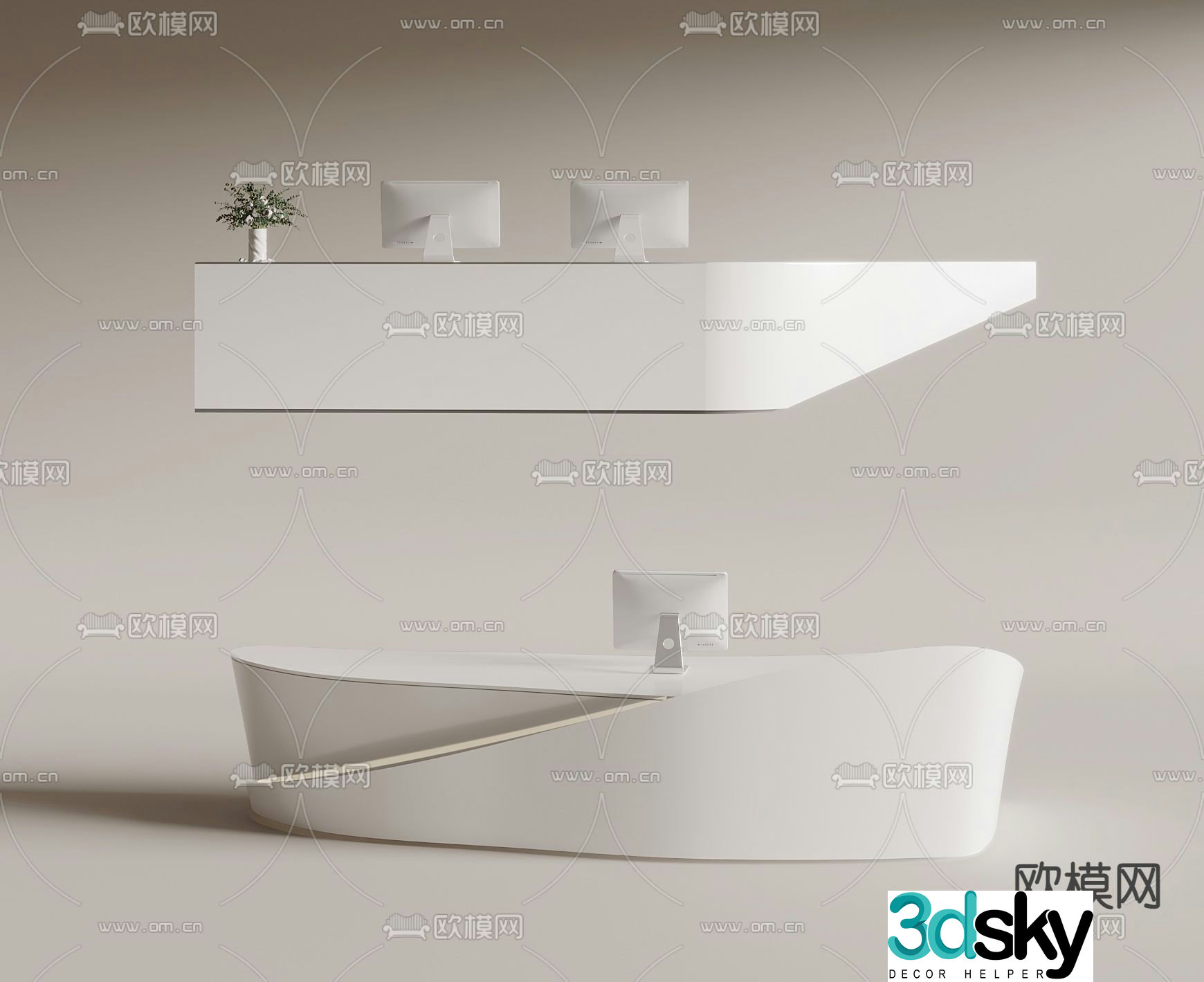 Front desk reception desk service desk information desk 3d model