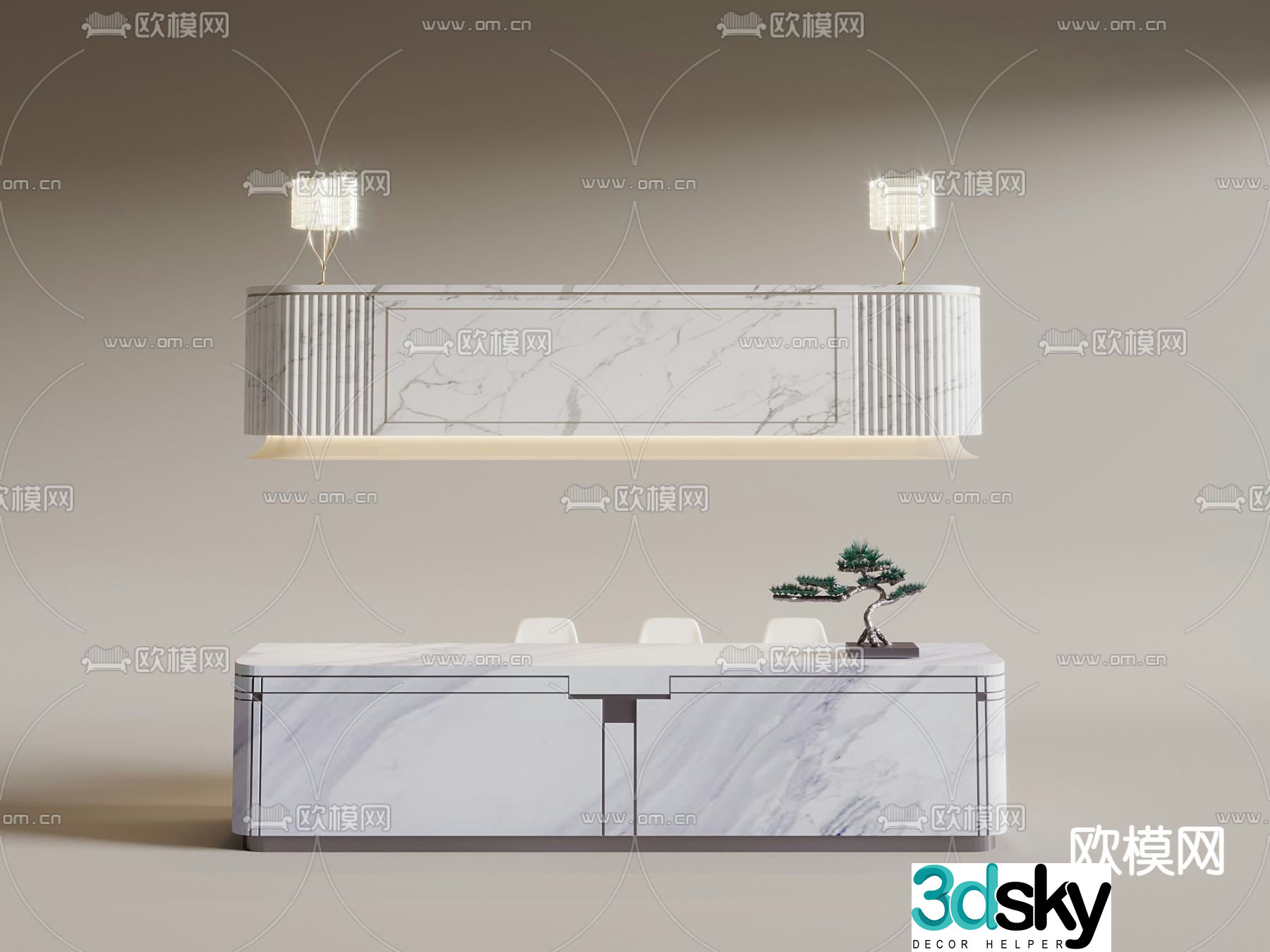 New Chinese style front desk reception desk service desk 3d model