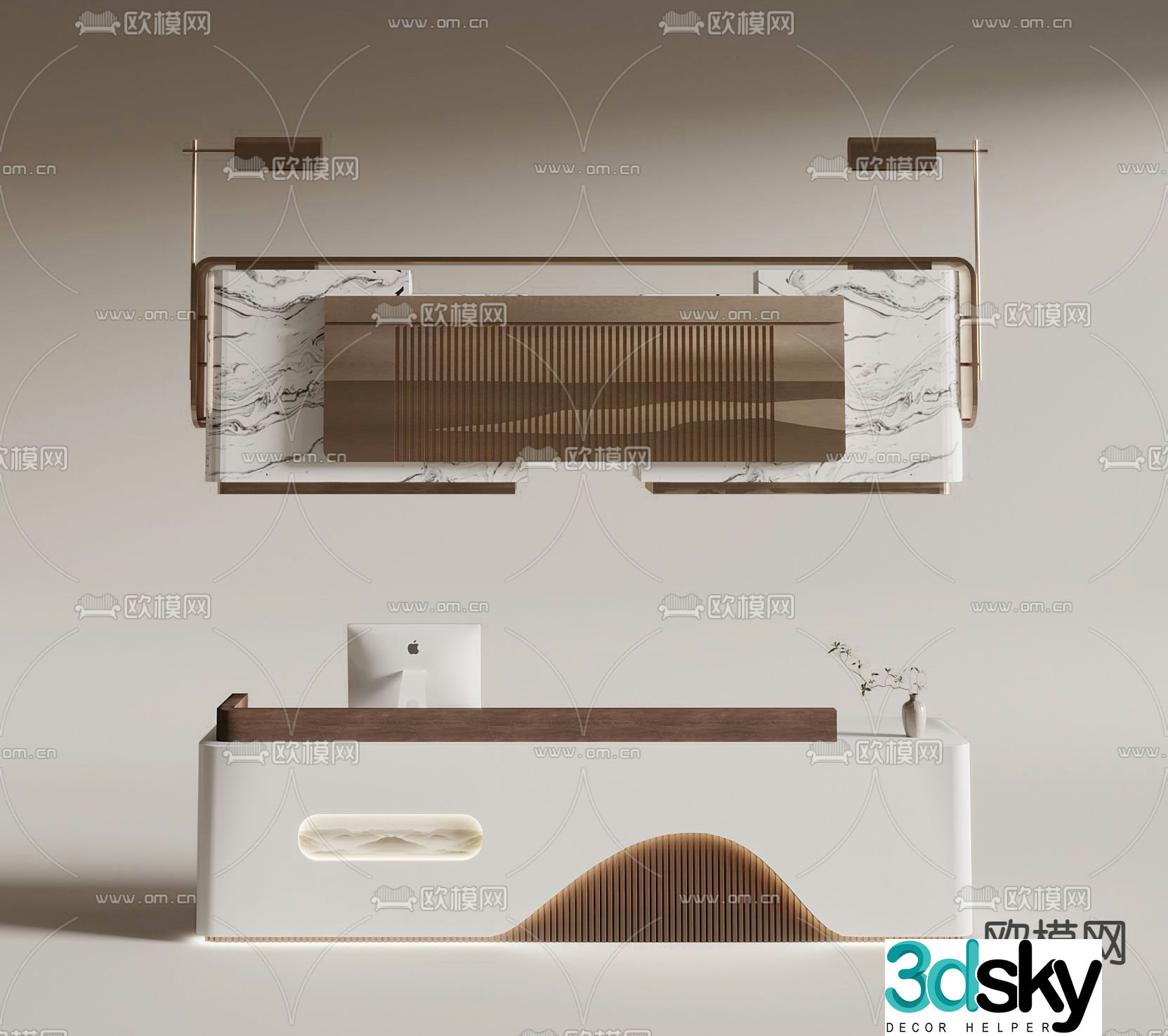Front desk reception desk service desk 3d model