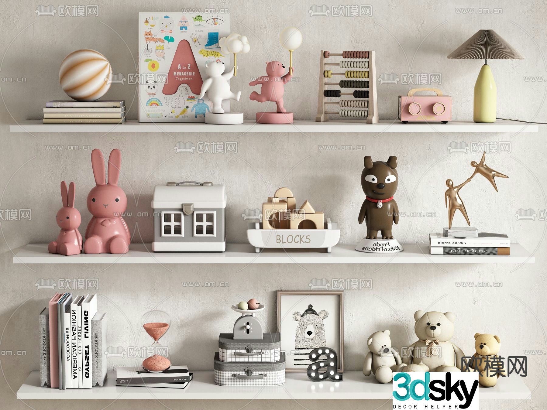 Children’s decorations ornaments toys books paintings hourglass 3D model