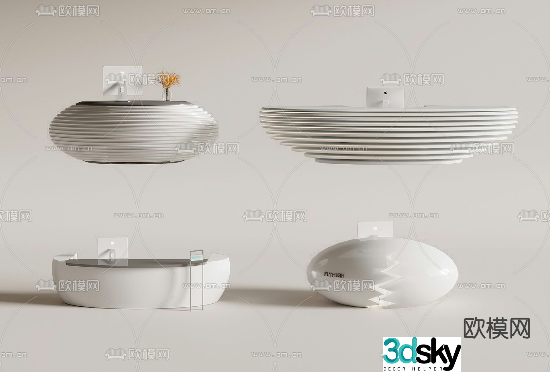 Front desk reception desk bar service desk information desk 3d model