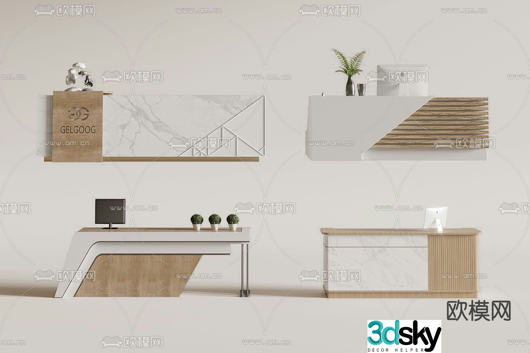 Wabi Sabi front desk service desk reception desk information desk 3d model
