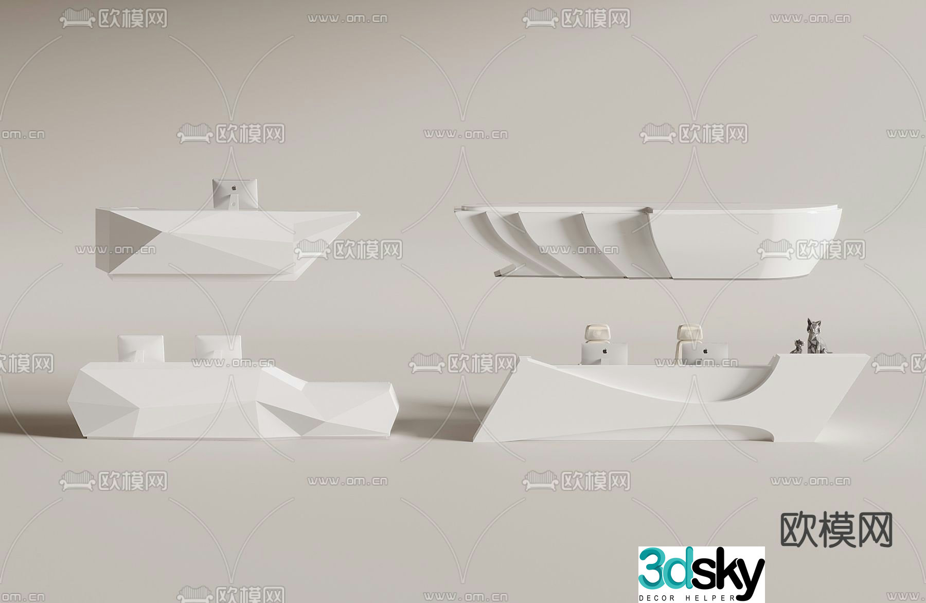 Front desk reception desk service desk information desk 3d model