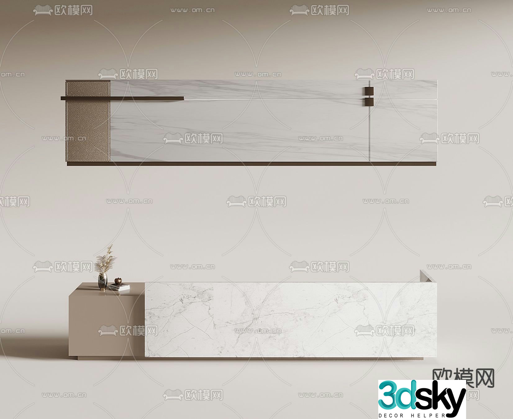 Front desk reception desk service desk information desk 3d model