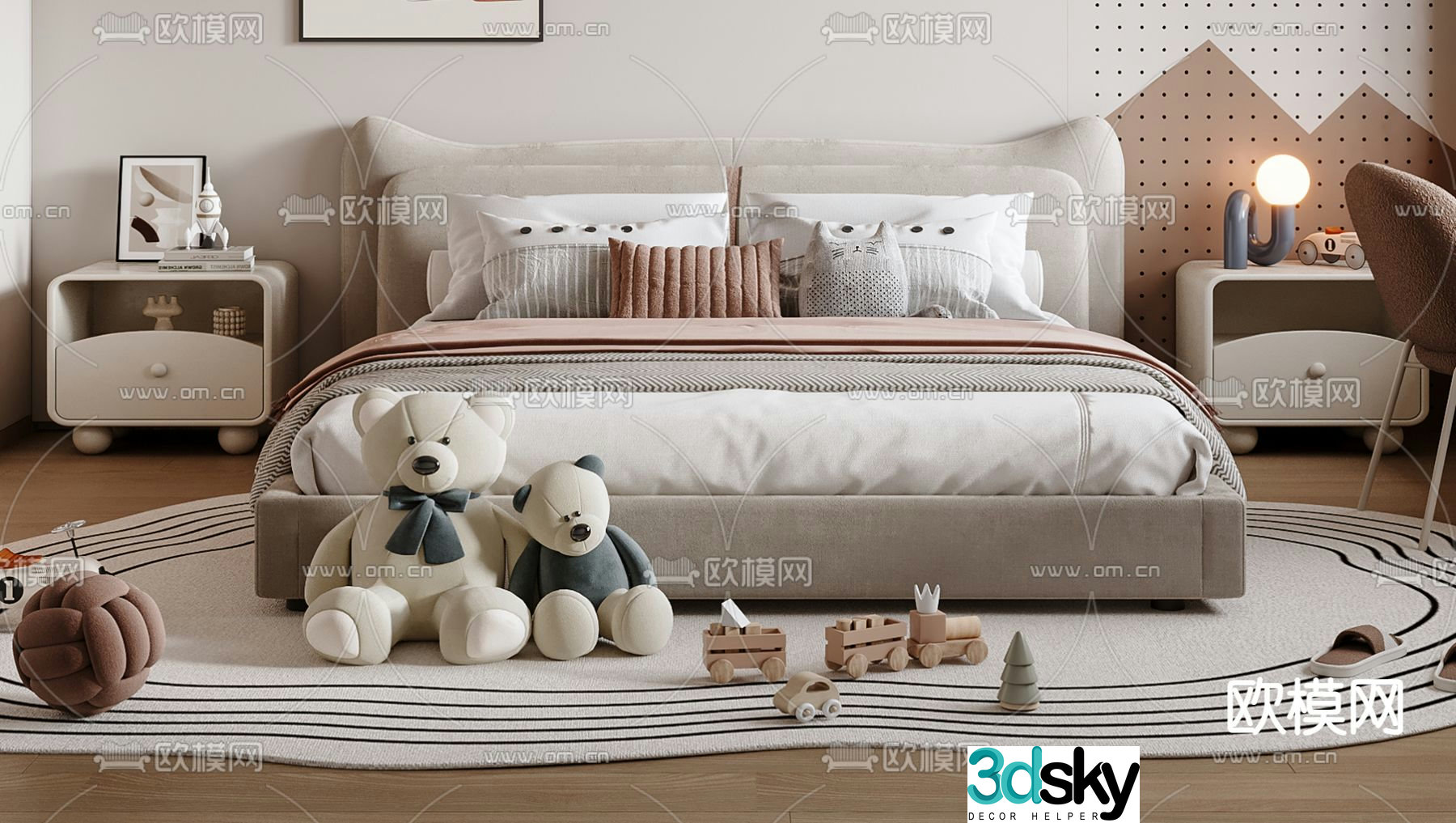 Modern children’s bed child’s bed double bed 3d model