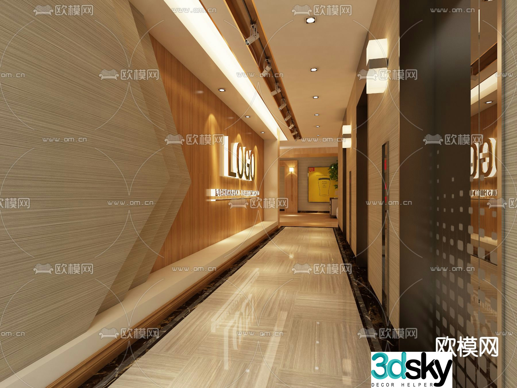 Office elevator hall 3d model
