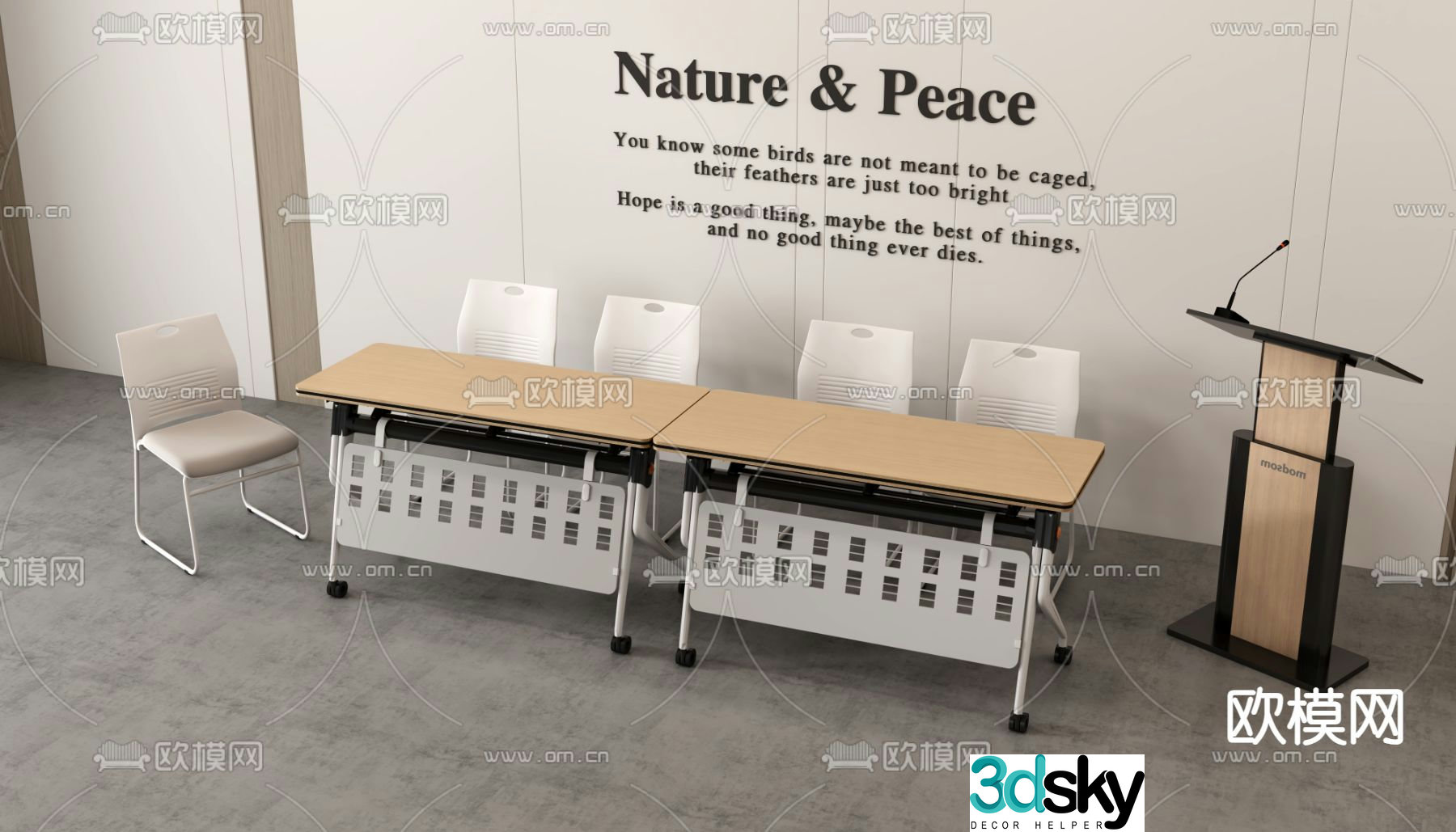 Training table lecture podium conference table 3D model