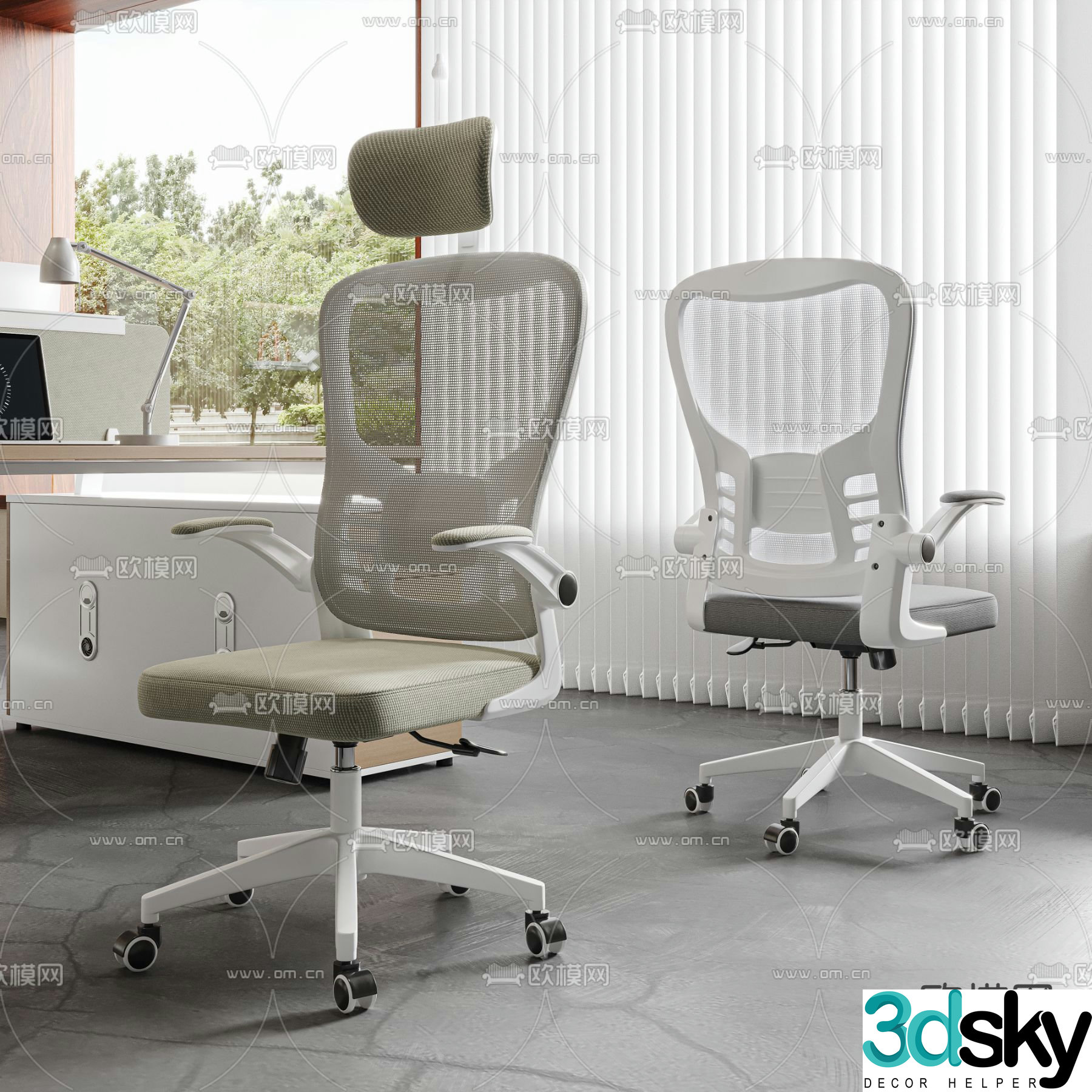 Mesh office chair shift chair staff chair 3D model