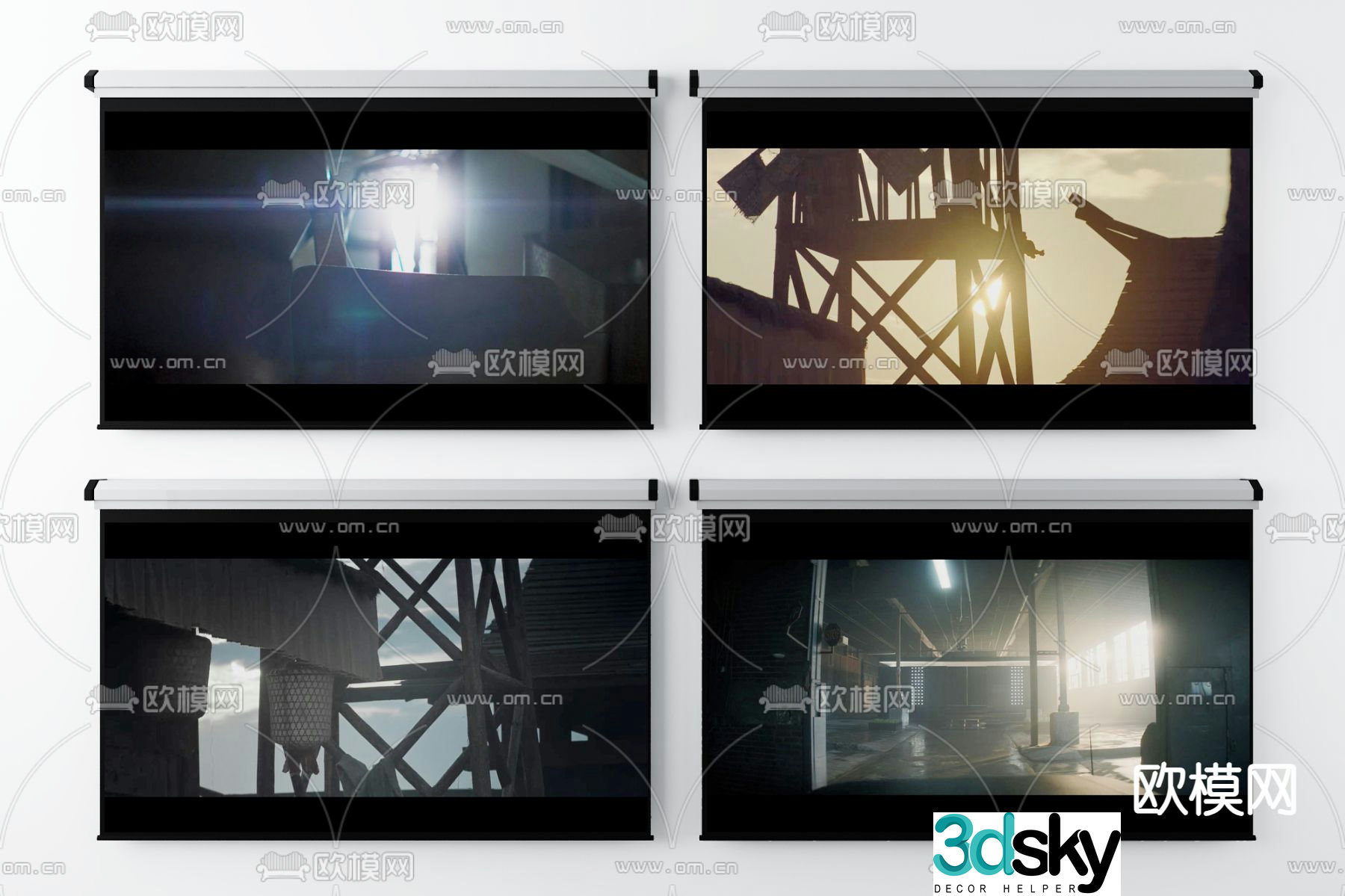 Projector Projection screen 3d model