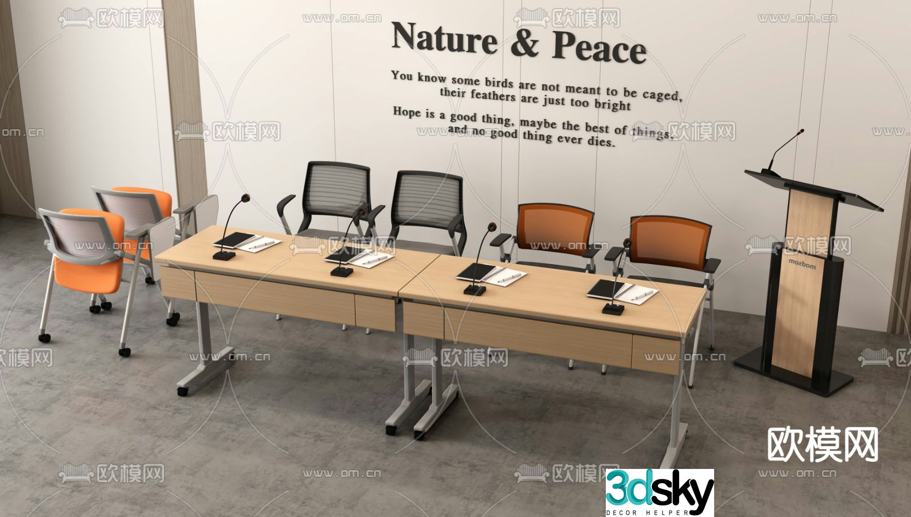 Training table lecture podium conference table 3D model
