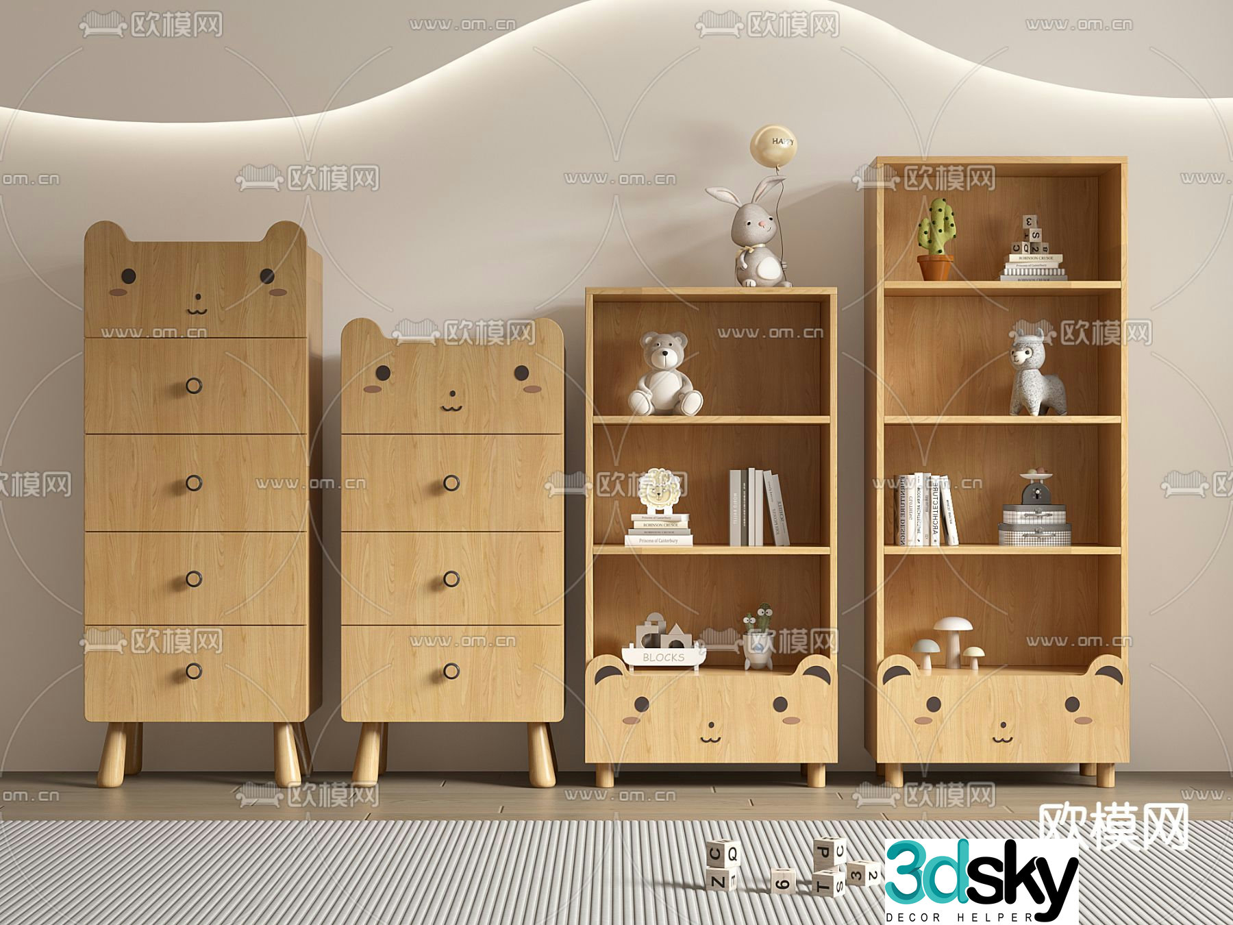 Children’s bookcase toy cabinet storage cabinet 3d model
