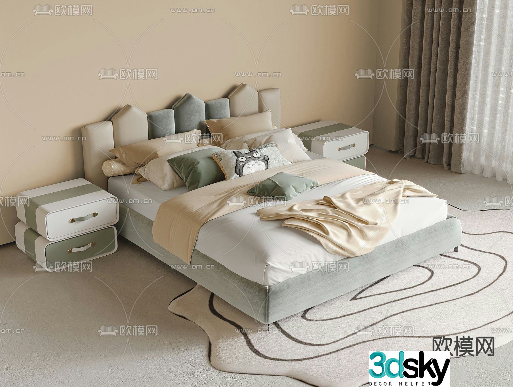 Children’s bed double bed 3d model