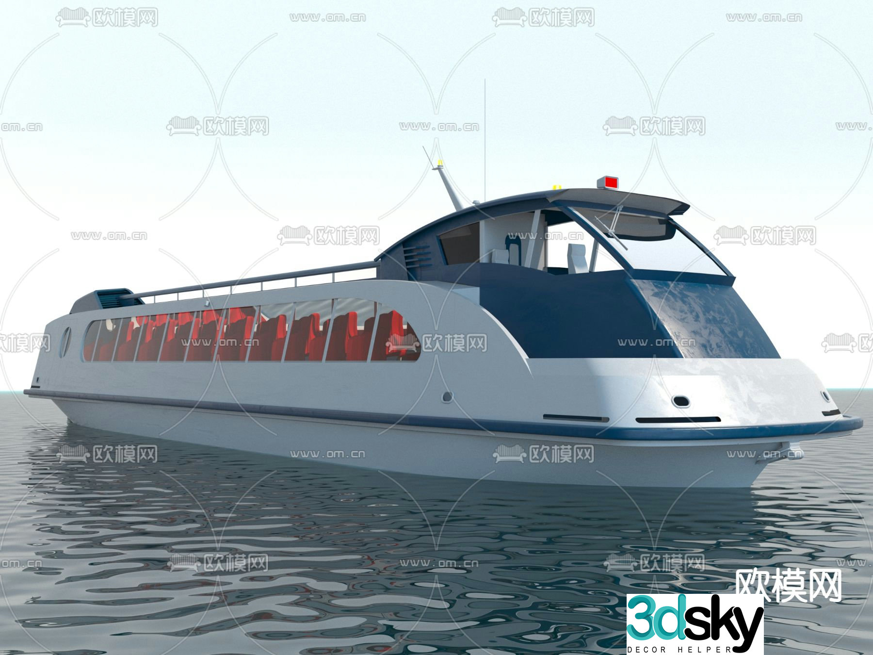 ship yacht sightseeing boat clipper 3d model