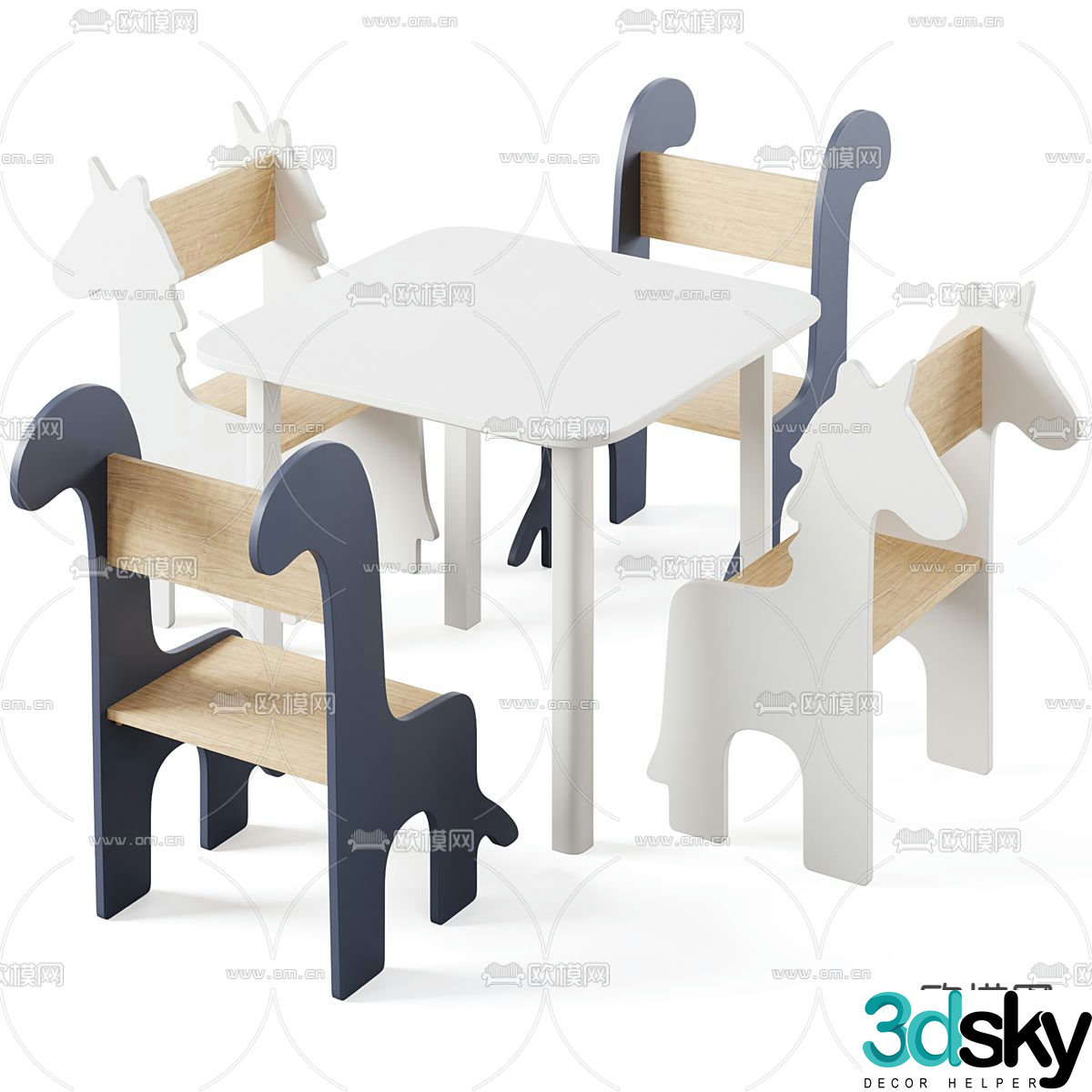 Children’s tables and chairs cartoon tables and chairs 3d model