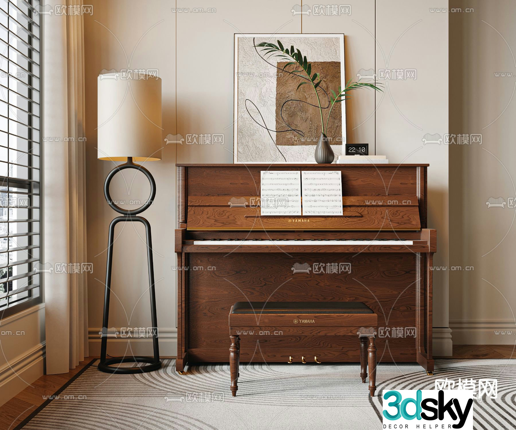 Medieval style piano 3d model