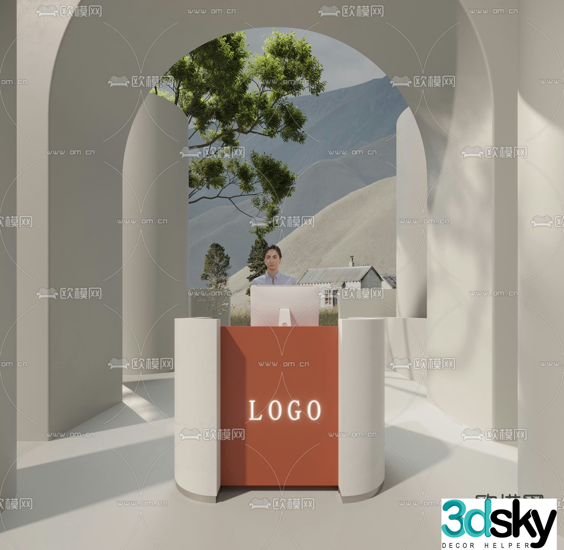 Bar service desk cashier reception desk 3d model